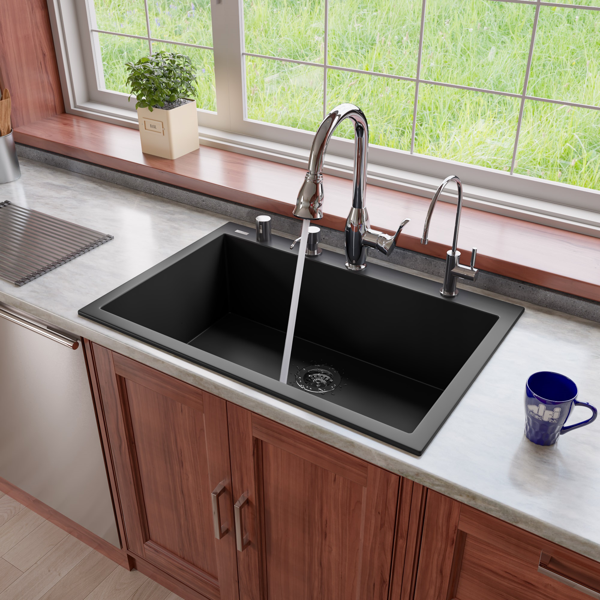 ALFI AB3322DI Single Bowl Drop-In Granite Composite Kitchen Sink