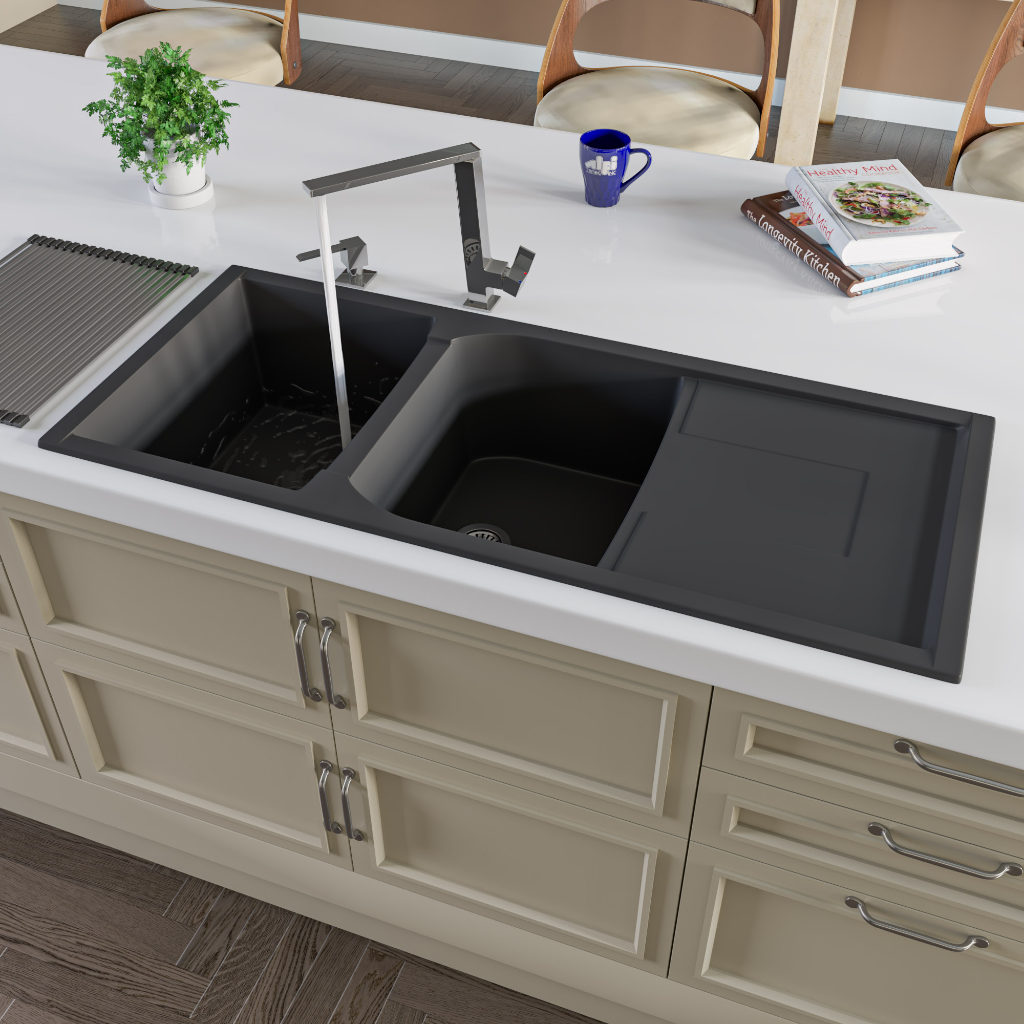 ALFI AB4620DI 46" Double Bowl Granite Composite Kitchen Sink