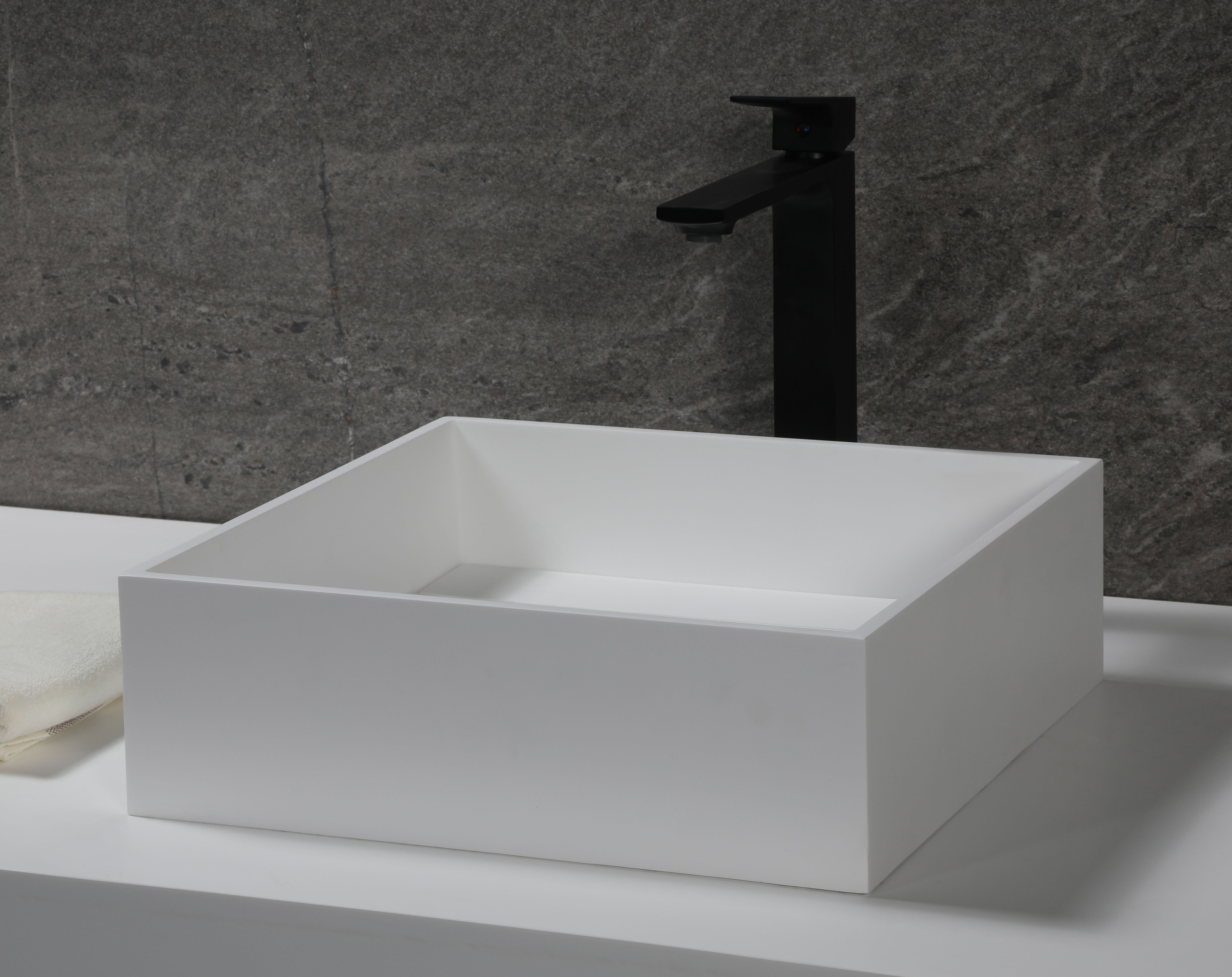 ALFI ABRS14S 14" Square White Matte Resin Bathroom Sink