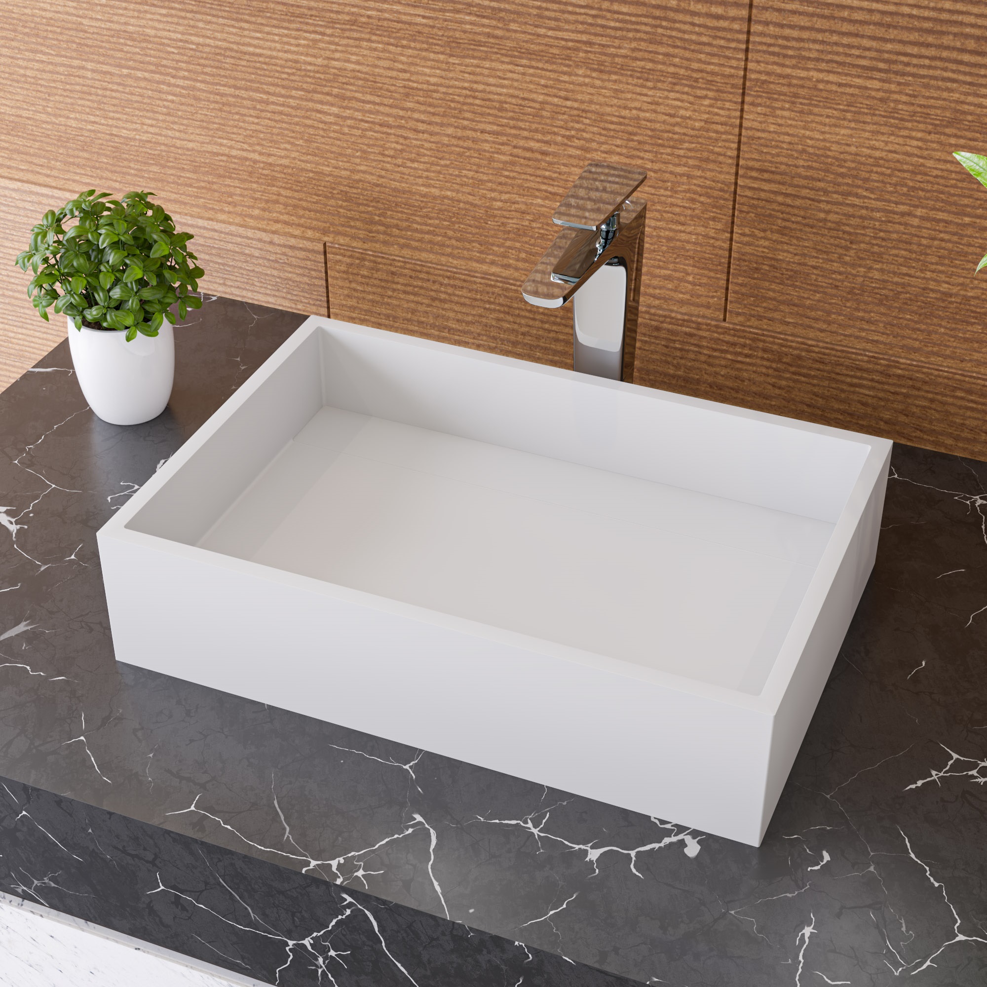 ALFI ABRS2014 White Matte Resin Bathroom Sink