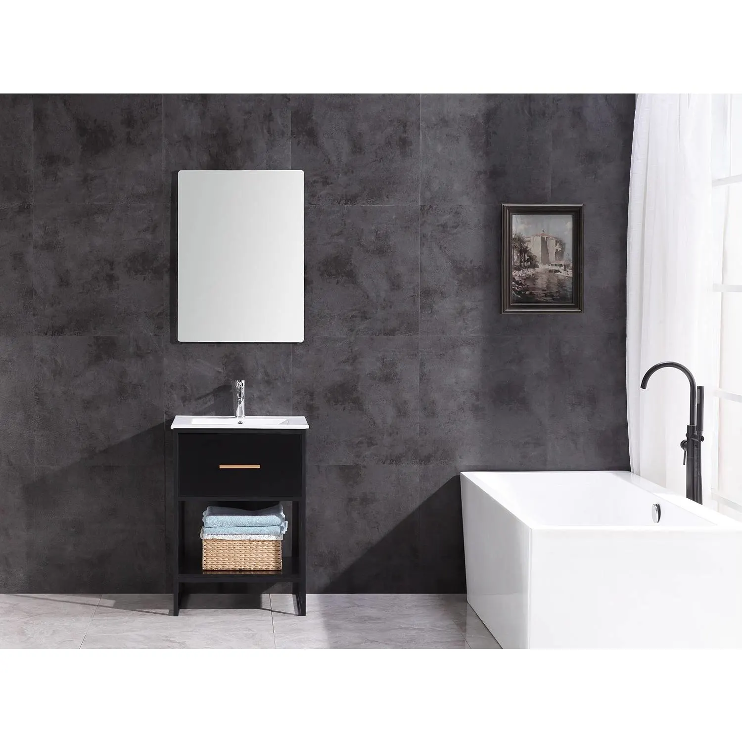 Legion Furniture 24 Inch White Ceramic Top and Sink Vanity Cabinet