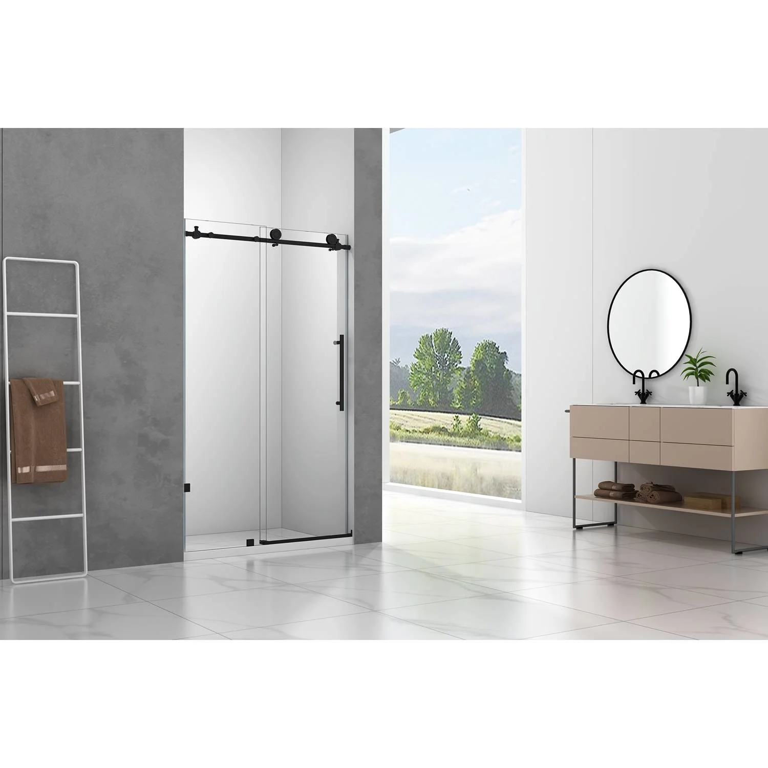 Legion Furniture 46-48 Inch Single Sliding Frameless Shower Door - image 1