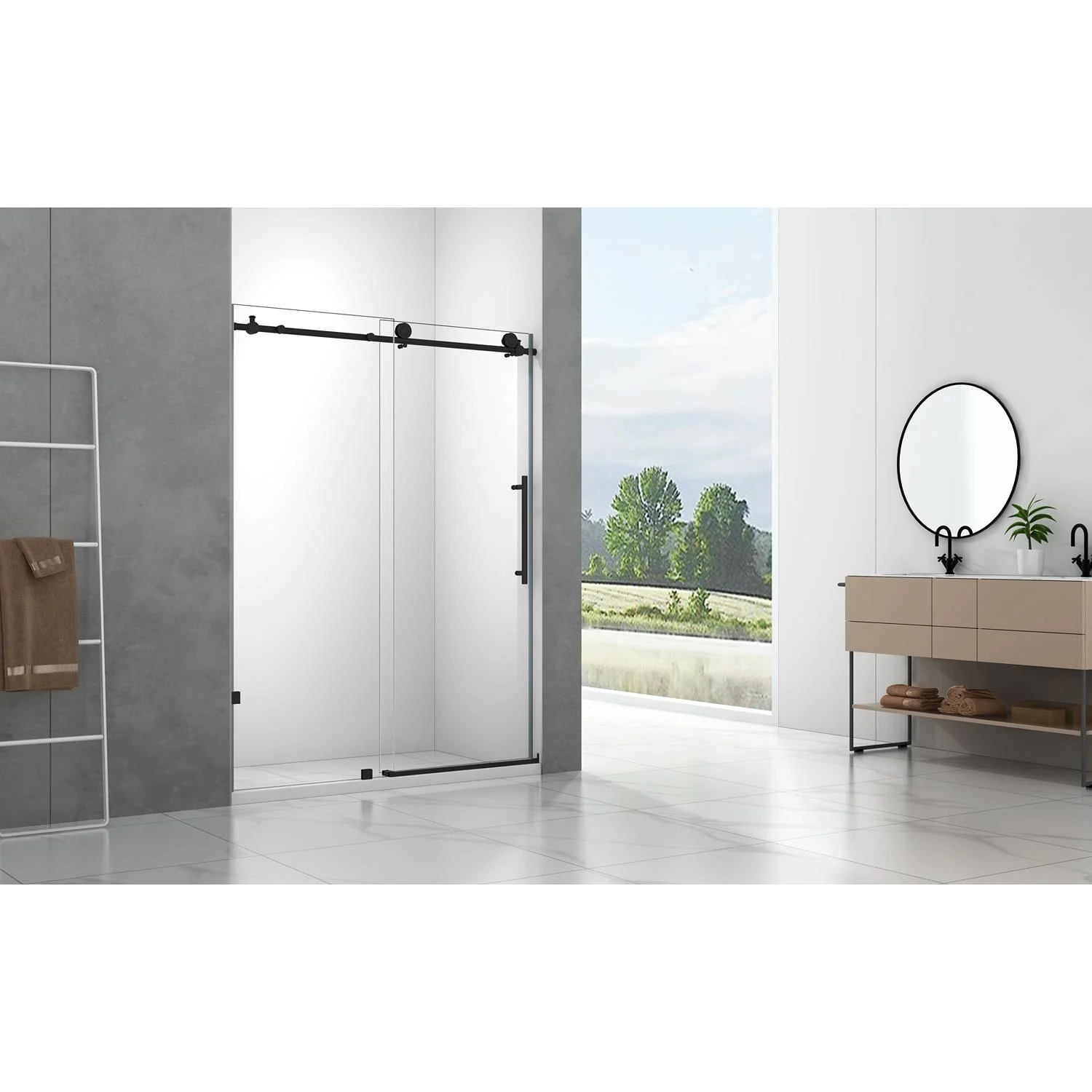 Legion Furniture 61-65 Inch Single Sliding Frameless Shower Door - image 1
