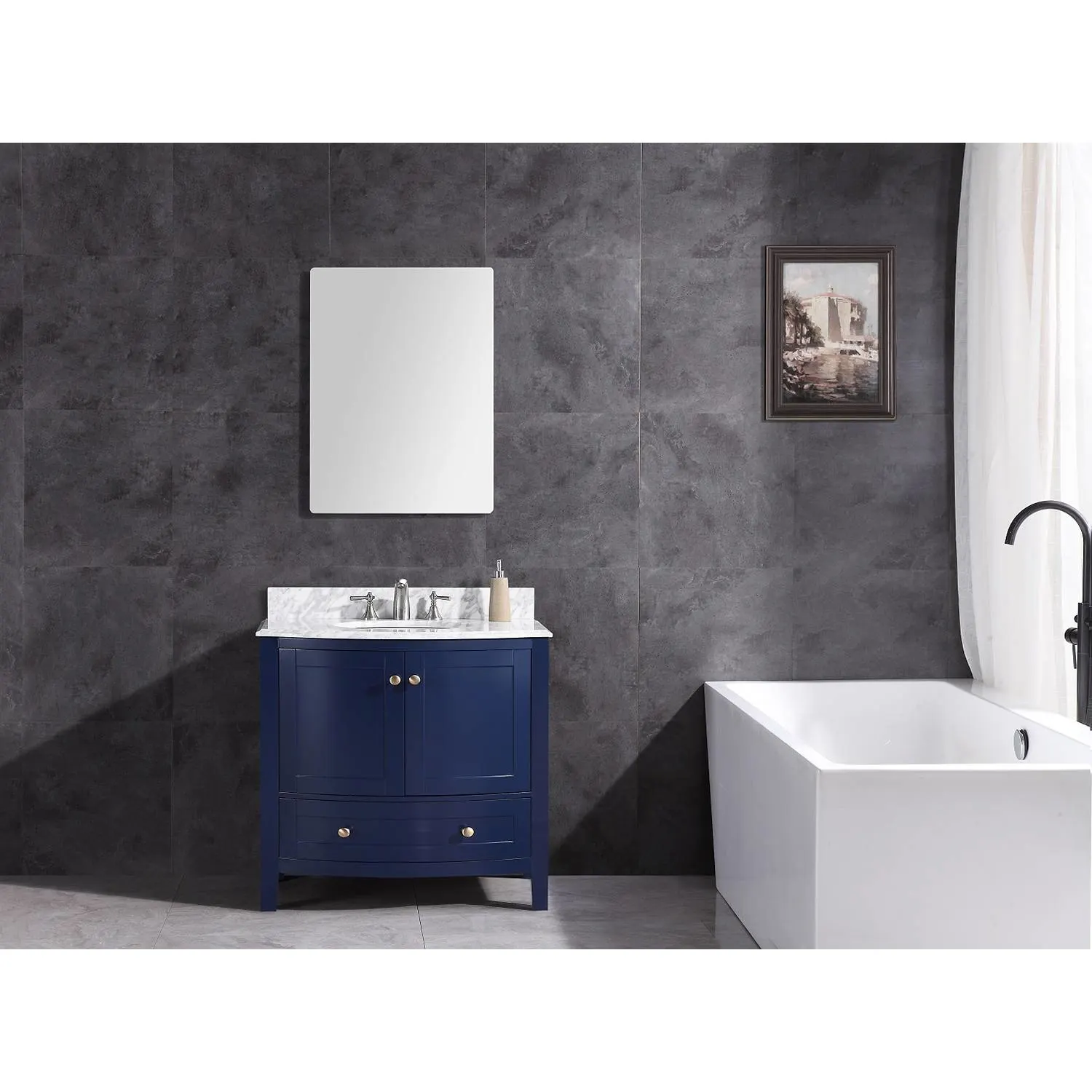 Legion Furniture 36 Inch Marble Top White Ceramic Sink Vanity Cabinet - image 3