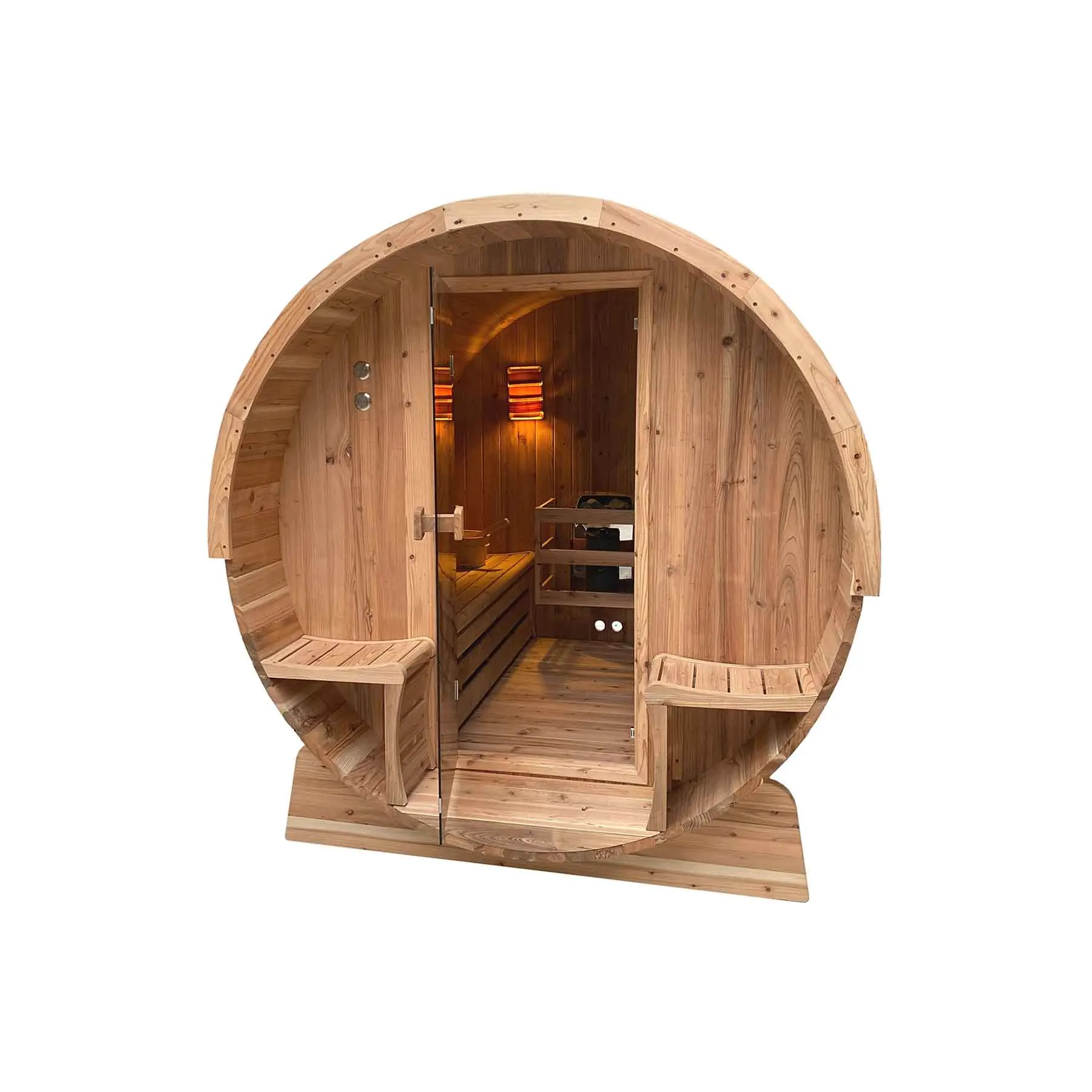 Aleko 4 Person 4.5 kW Cedar Panoramic Shingle Outdoor Barrel Sauna - image 2