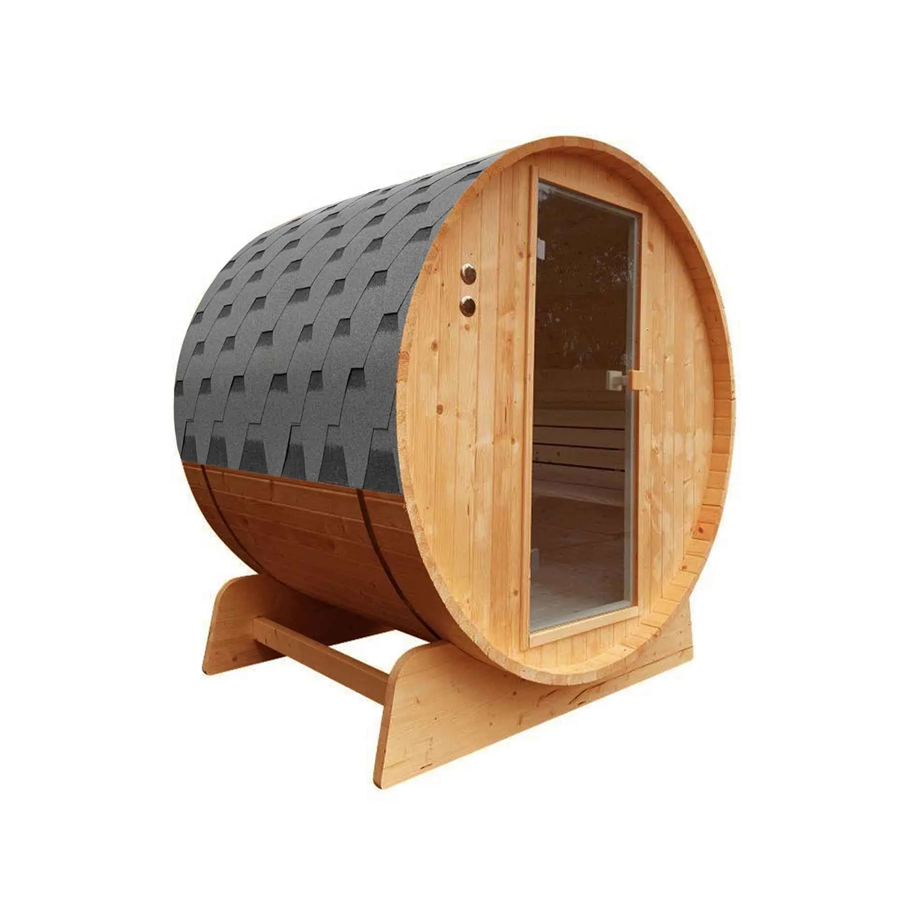 Aleko 6 Person 6 kW Rustic Cedar Shingle Outdoor Barrel Sauna - image 2