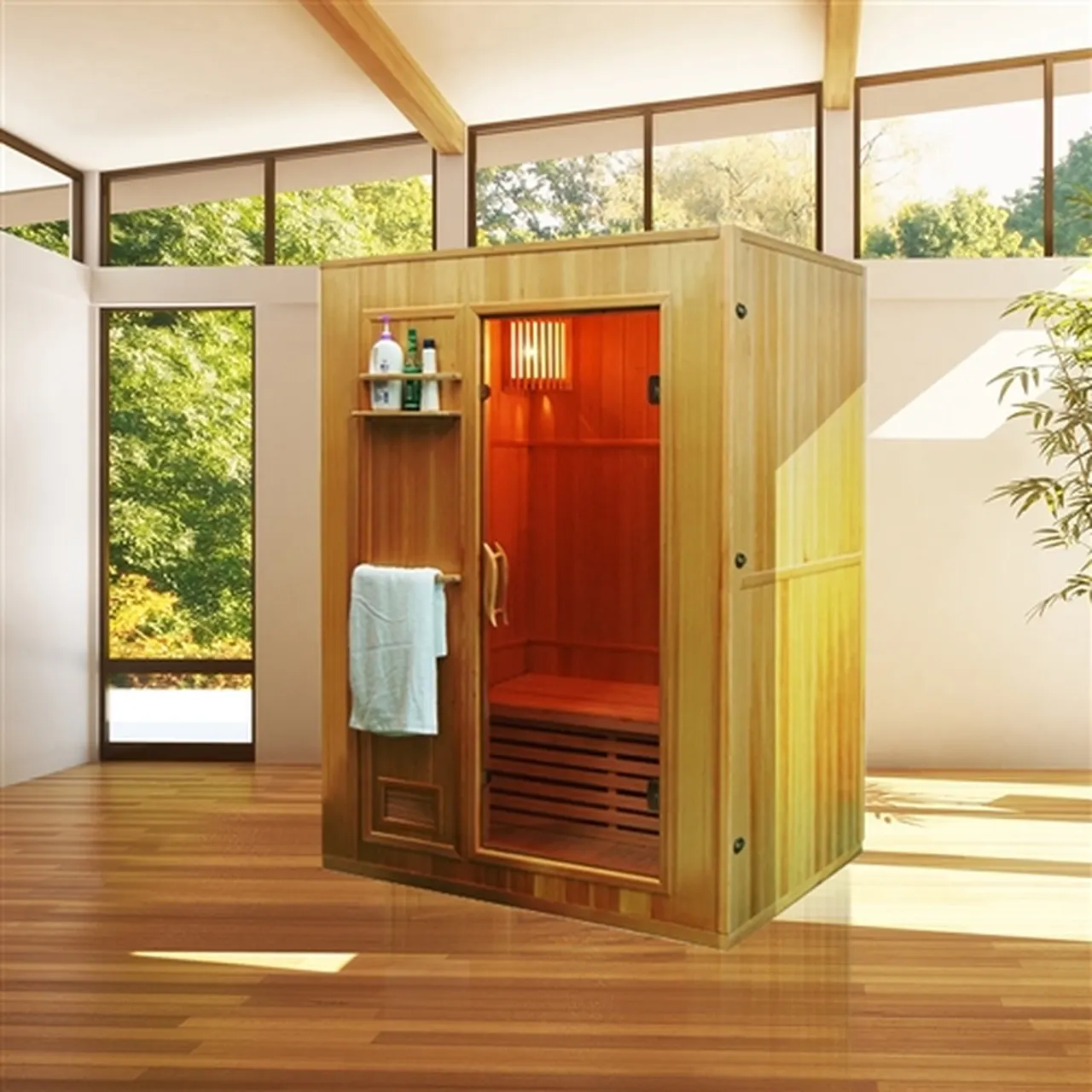 Aleko 3 Person 3 kW Hemlock Wet Dry Indoor Traditional Sauna - image 2