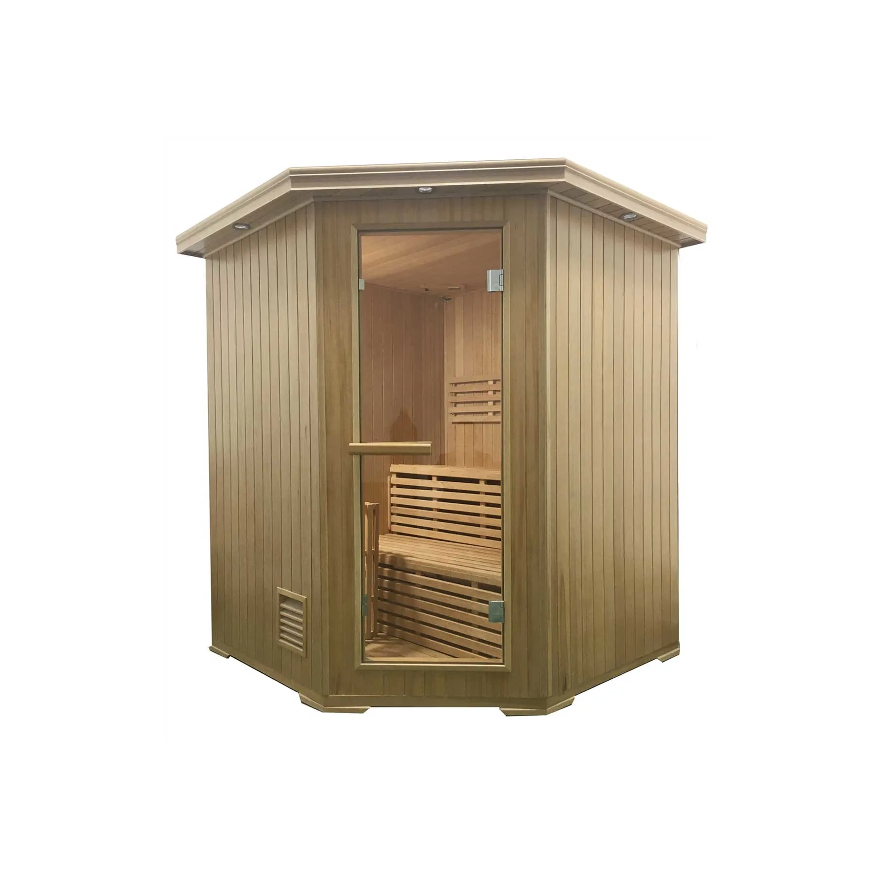 Aleko 4 Person 4.5 kW Hemlock Wet Dry Indoor Traditional Sauna