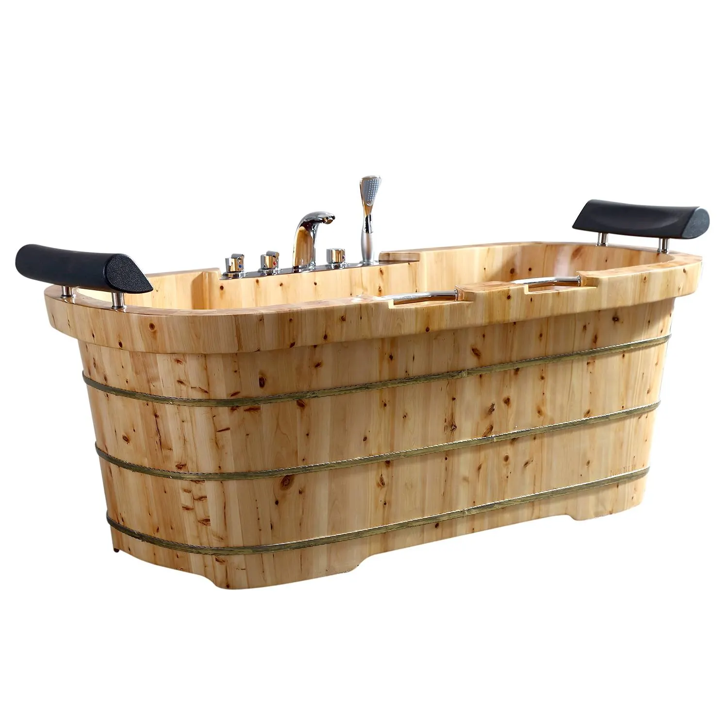ALFI AB1130 65 inch 2 Person Cedar Free Standing Bathtub With Headrests