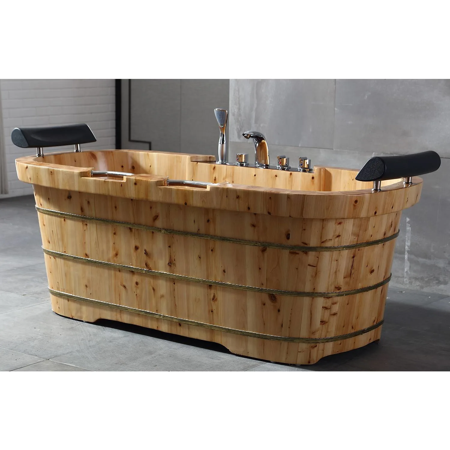 ALFI AB1130 65 inch 2 Person Cedar Free Standing Bathtub With Headrests - image 6