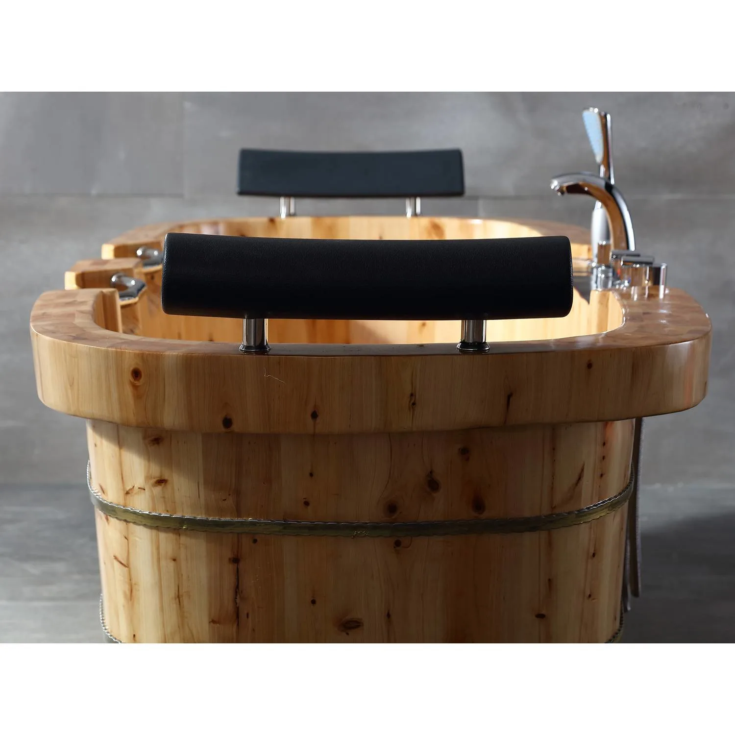 ALFI AB1130 65 inch 2 Person Cedar Free Standing Bathtub With Headrests - image 9