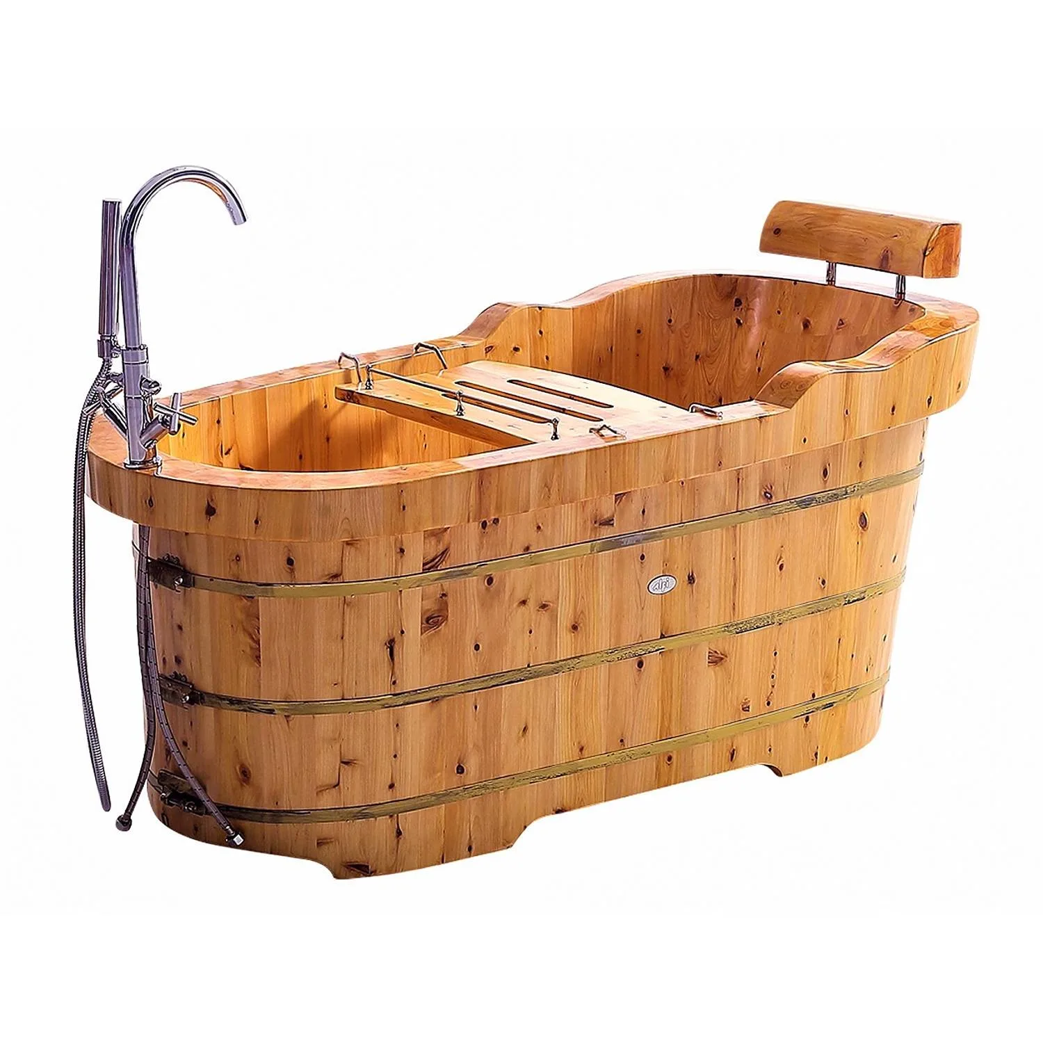 ALFI AB1139 61 inch Cedar Free Standing Bathtub With Headrests