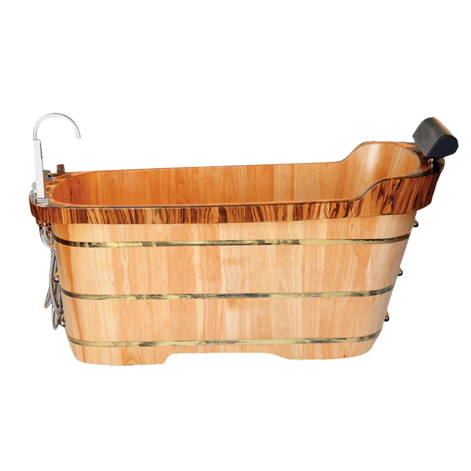 ALFI AB1148 59 inch Wooden Free Standing Bathtub With Chrome Tub Filler