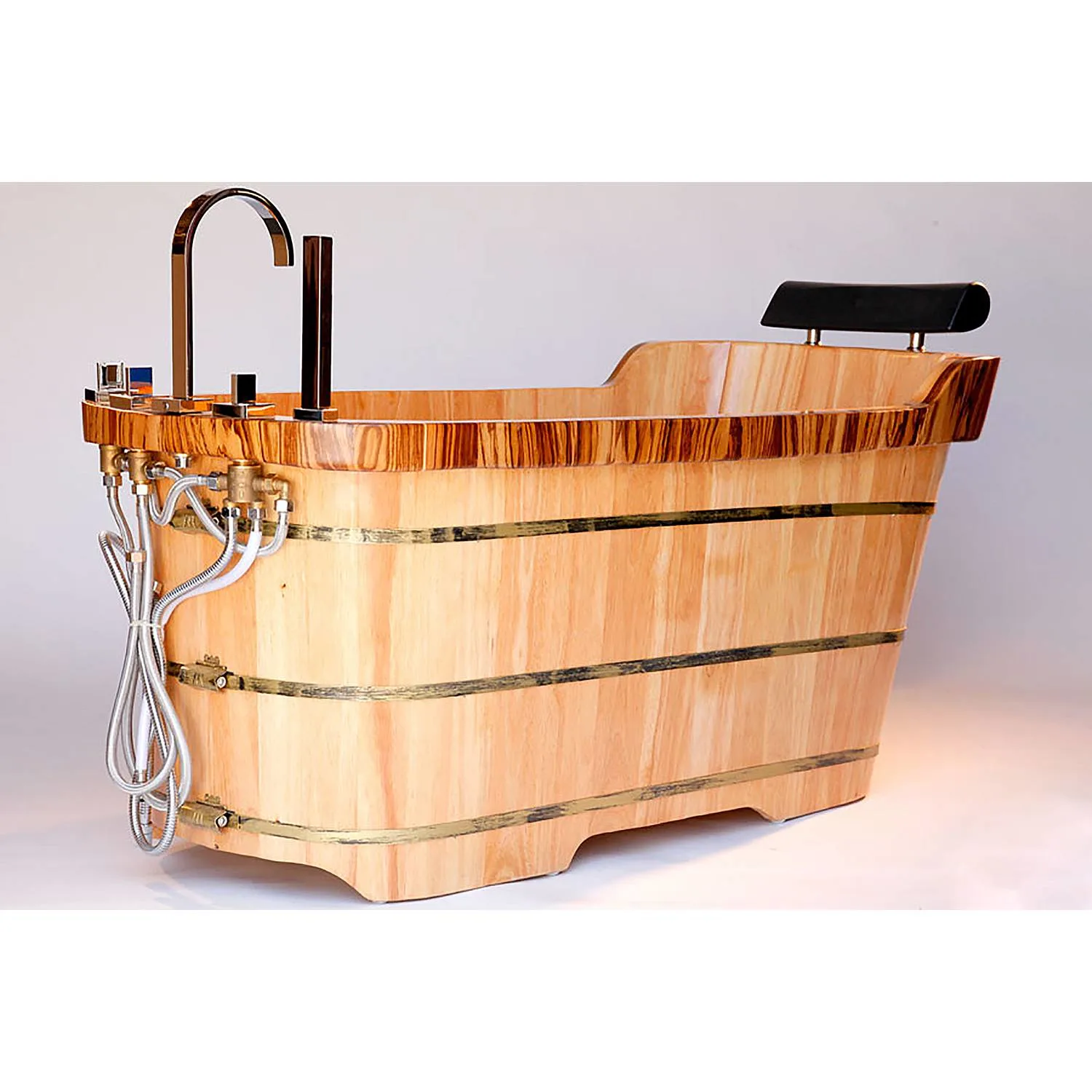 ALFI AB1148 59 inch Wooden Free Standing Bathtub With Chrome Tub Filler - image 3