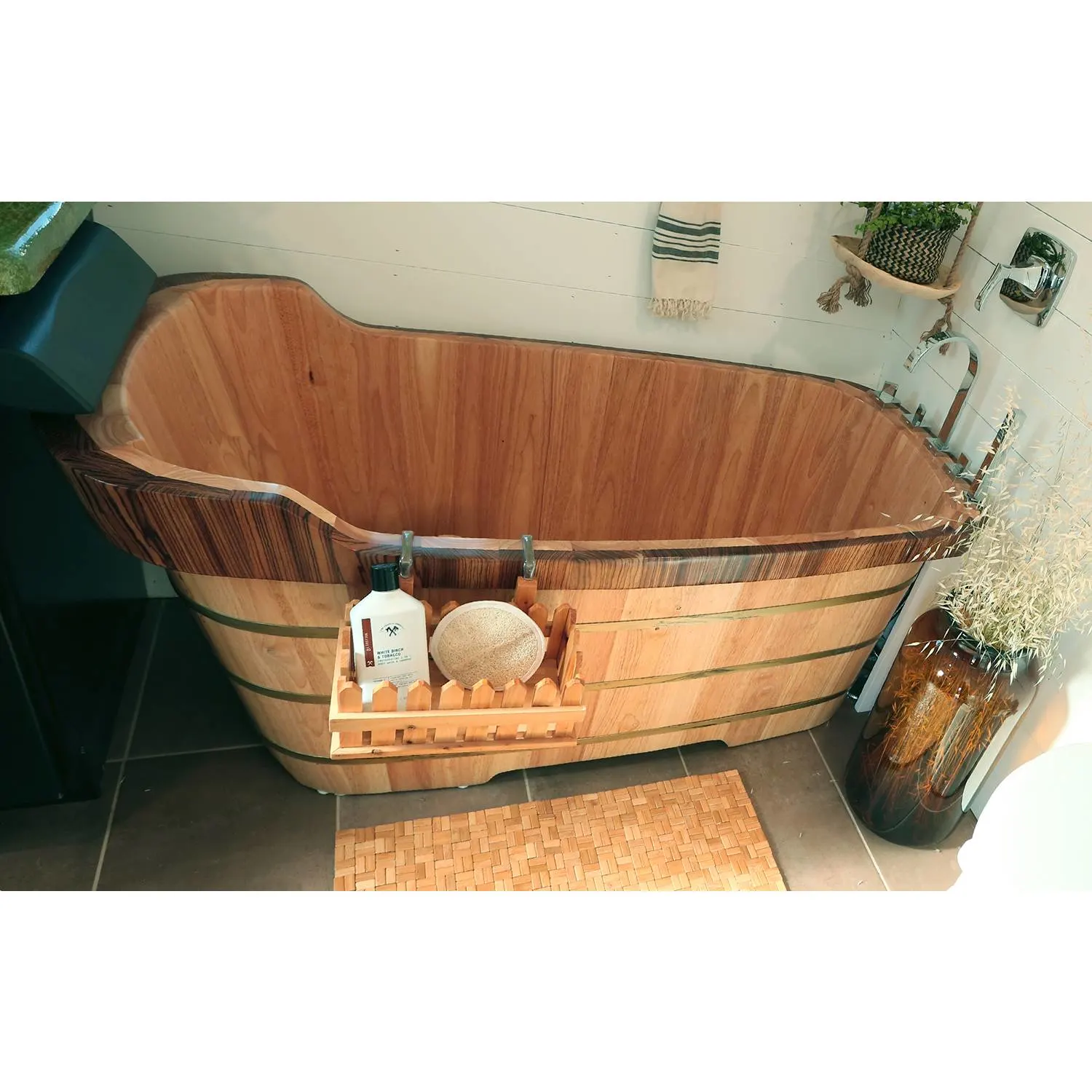 ALFI AB1148 59 inch Wooden Free Standing Bathtub With Chrome Tub Filler - image 4
