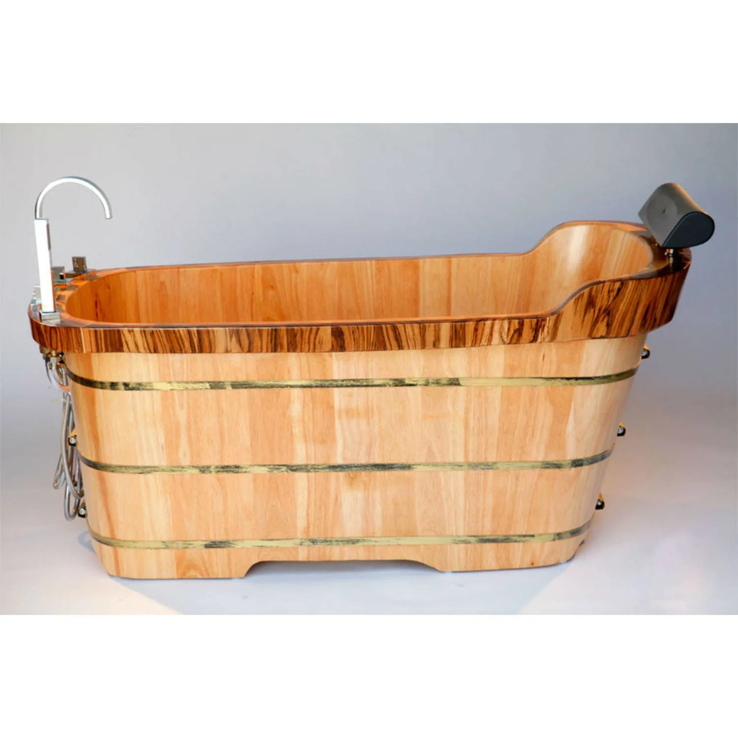 ALFI AB1148 59 inch Wooden Free Standing Bathtub With Chrome Tub Filler - image 9