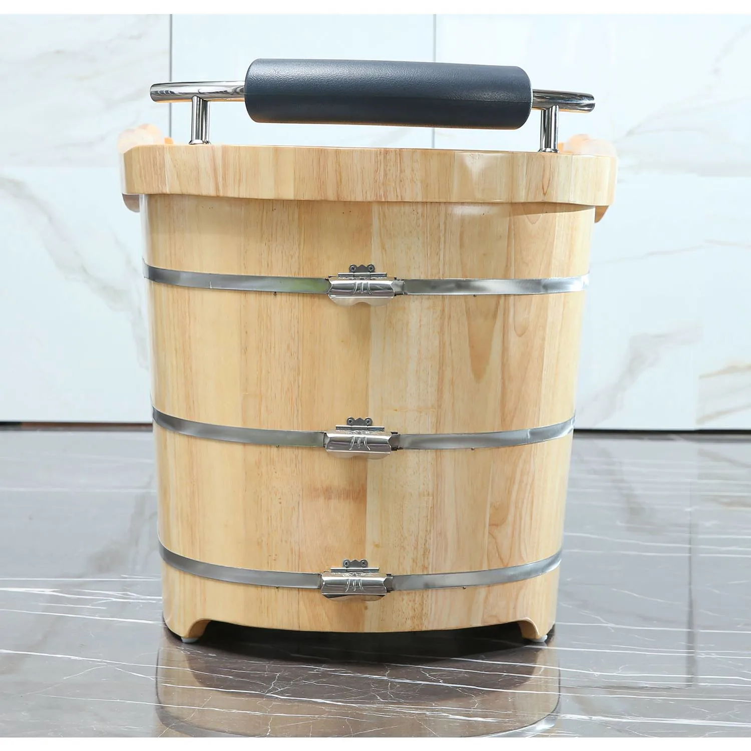 ALFI AB1163 61 inch Wooden Free Standing Bathtub With Cushion Headrest - image 3