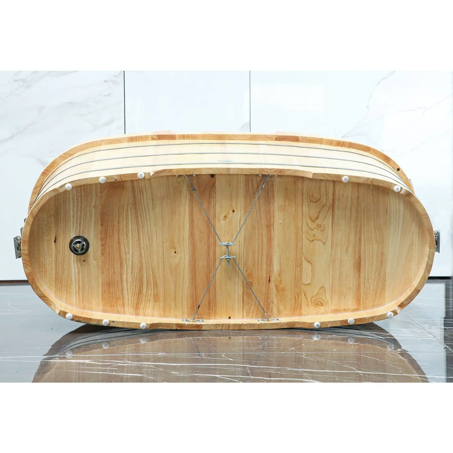 ALFI AB1163 61 inch Wooden Free Standing Bathtub With Cushion Headrest - image 5