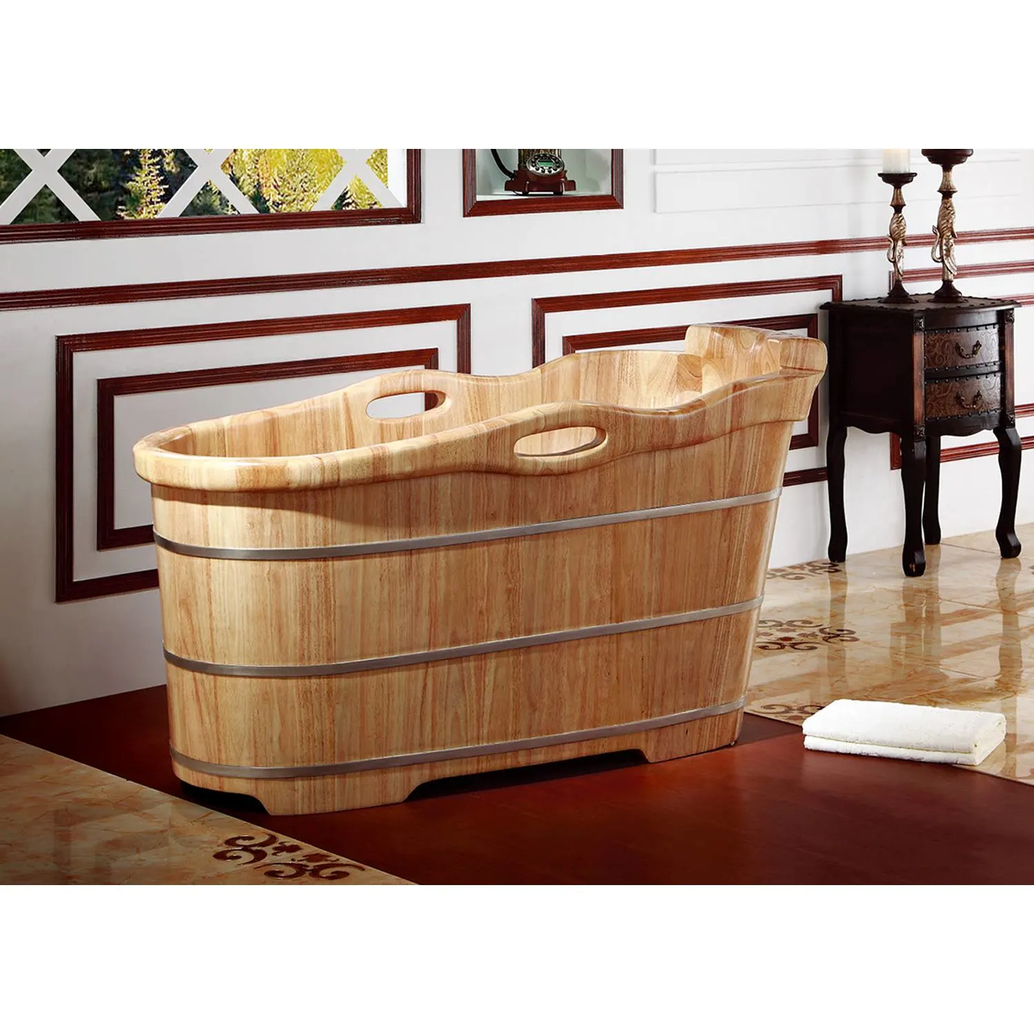 ALFI AB1187 57 inch Rubber Free Standing Soaking Bathtub With Headrests - image 6