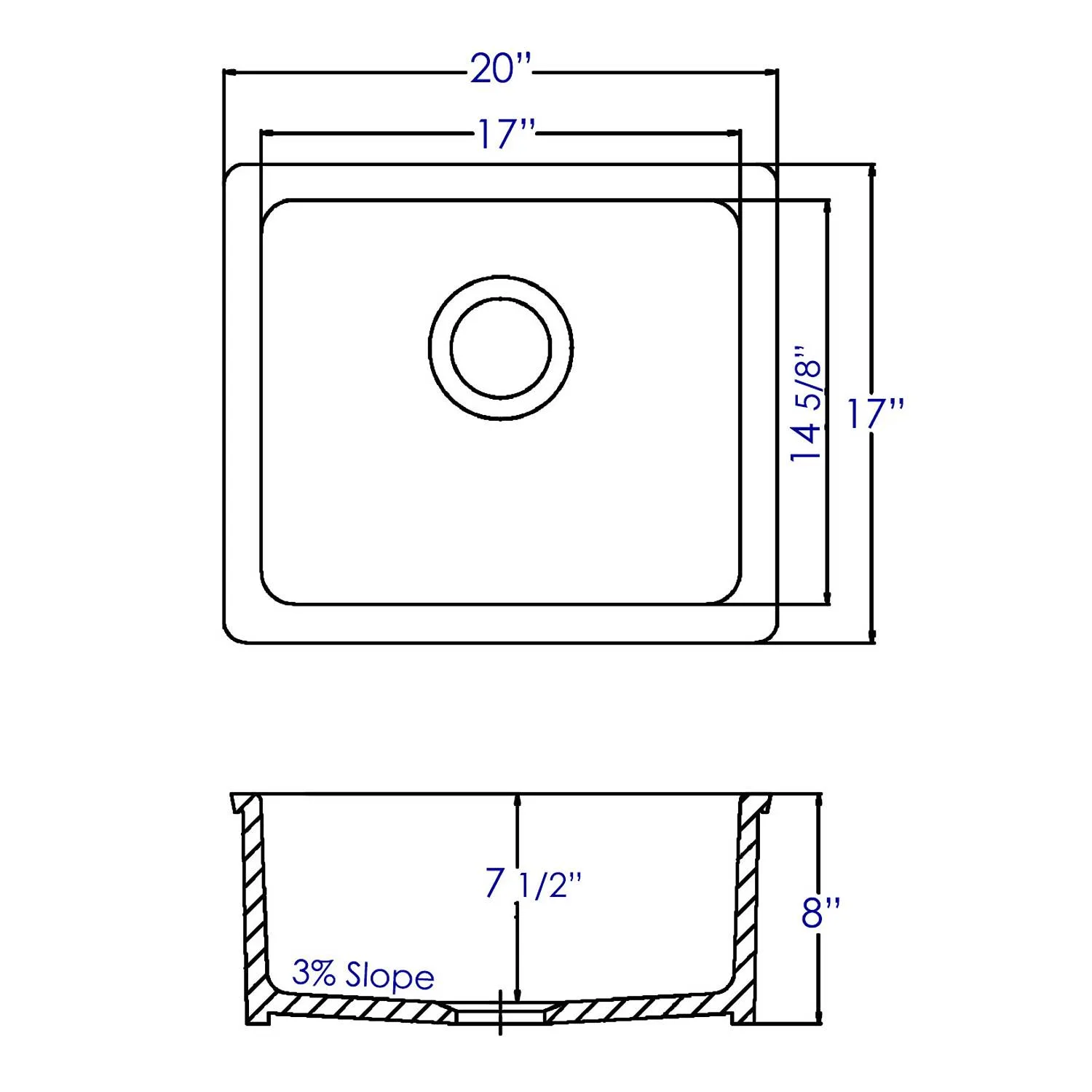 ALFI AB2017 20 inch Single Bowl Fireclay Undermount Kitchen Sink - image 10