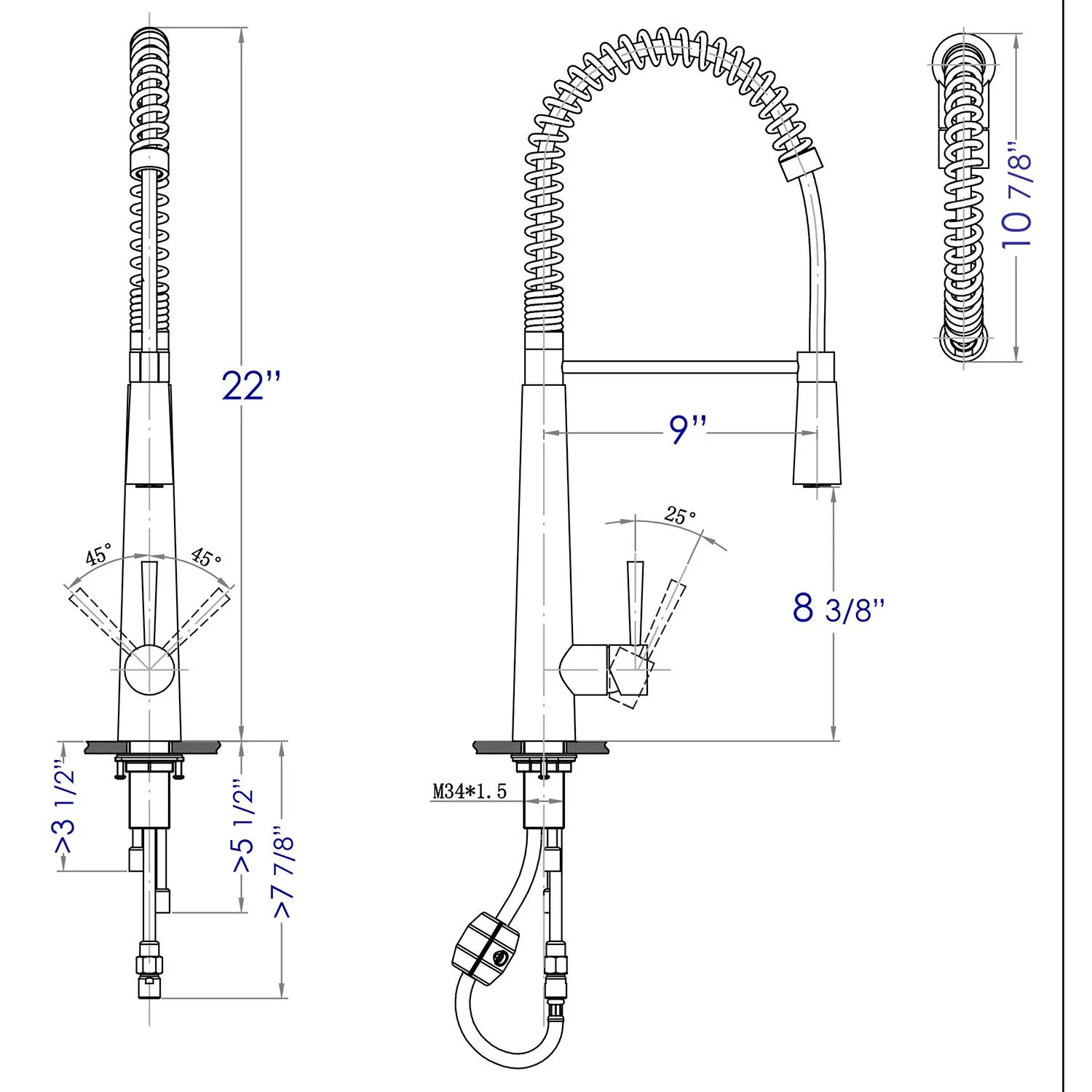 ALFI AB2039 Solid Stainless Steel Commercial Spring Kitchen Faucet - image 12