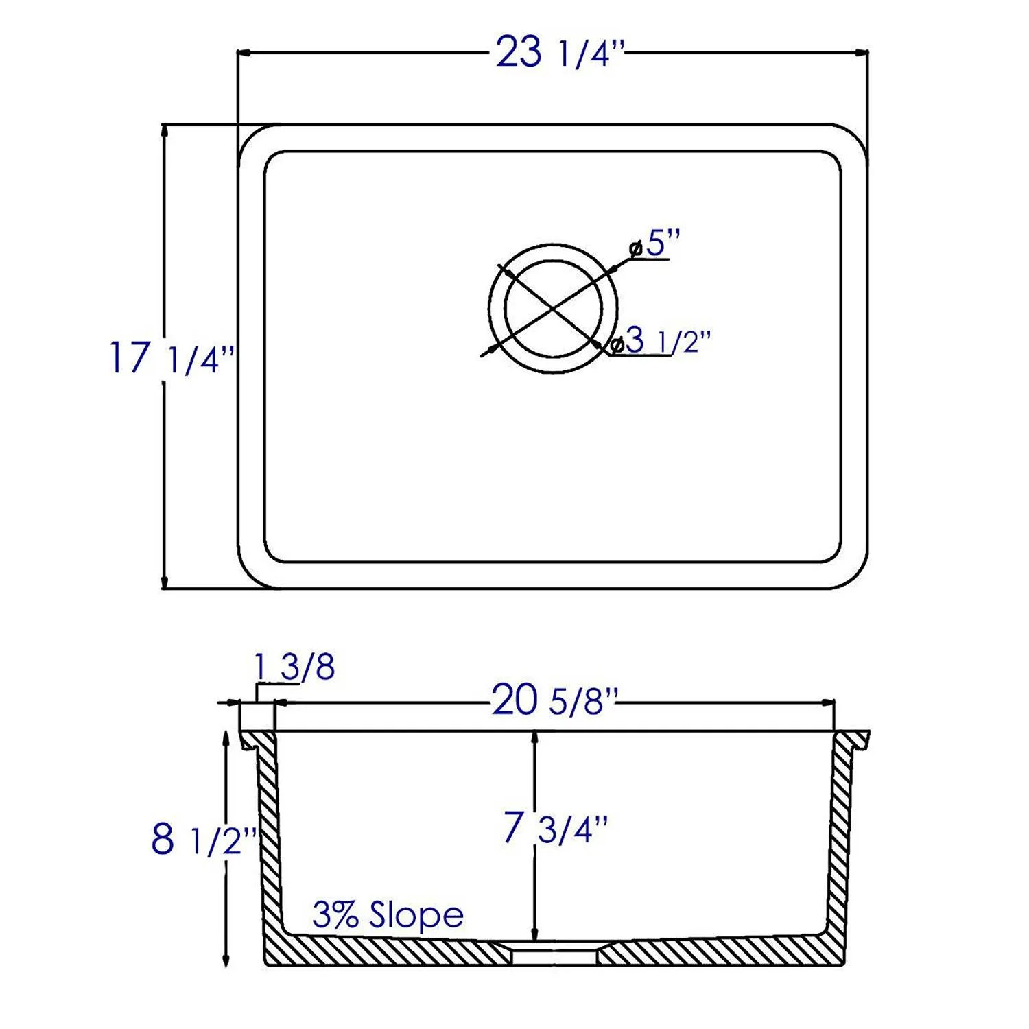 ALFI AB2317 23 inch Fireclay Undermount Kitchen Sink - image 11
