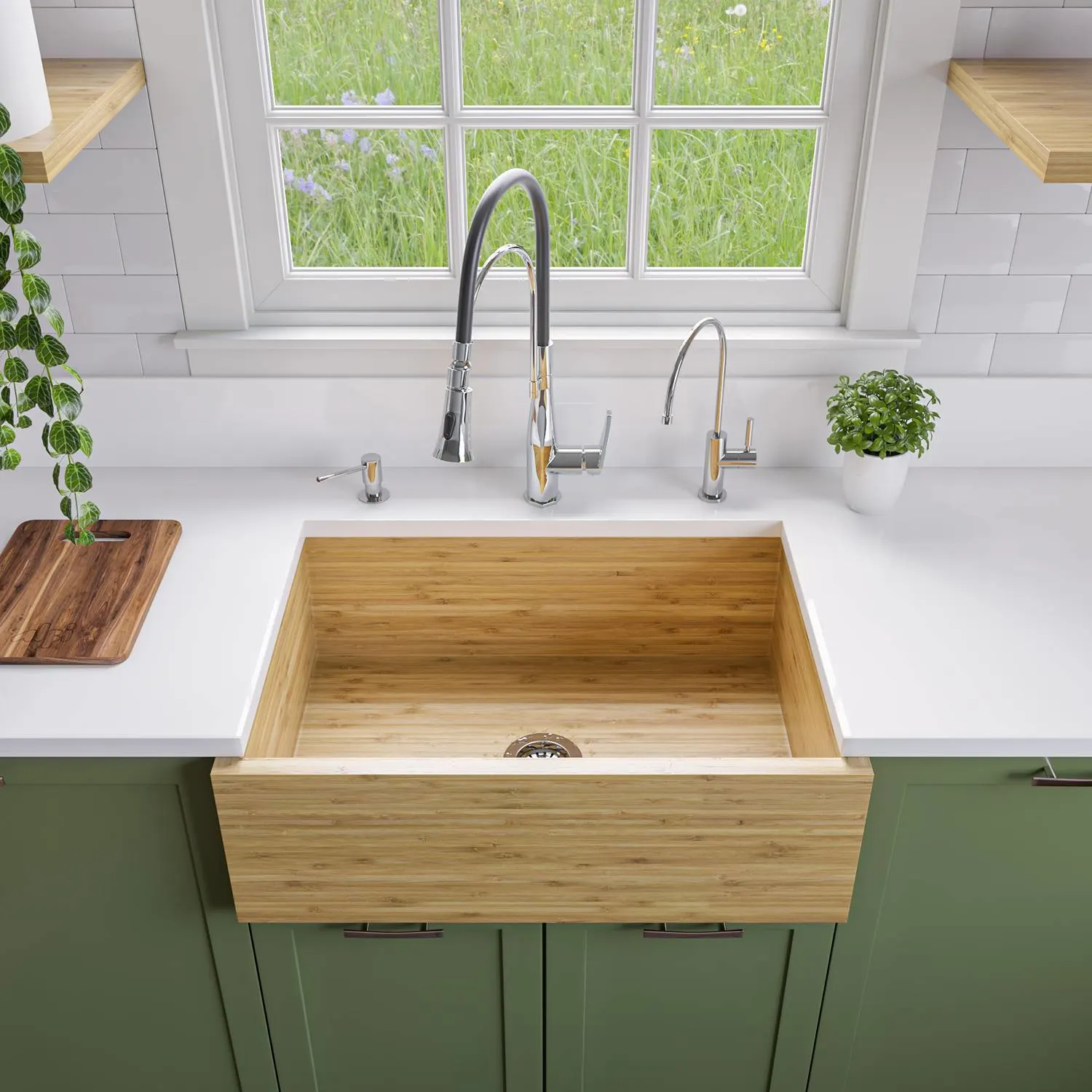 ALFI AB3021 30 inch Single Bowl Bamboo Farm Front Kitchen Sink - image 6
