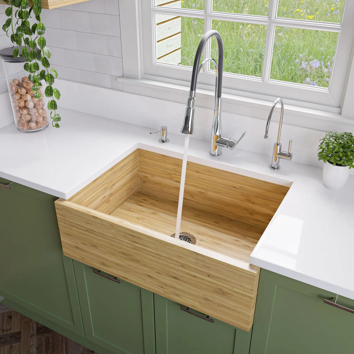 ALFI AB3021 30 inch Single Bowl Bamboo Farm Front Kitchen Sink - image 8