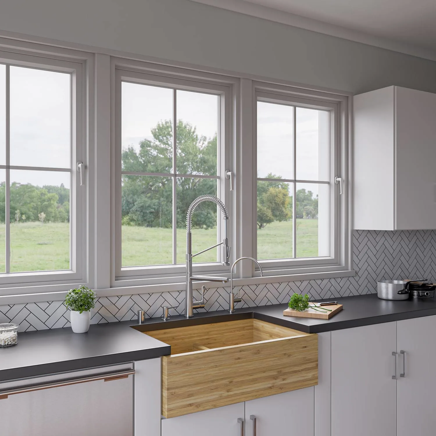 ALFI AB3321 33 inch Double Bowl Bamboo Farm Front Kitchen Sink - image 8