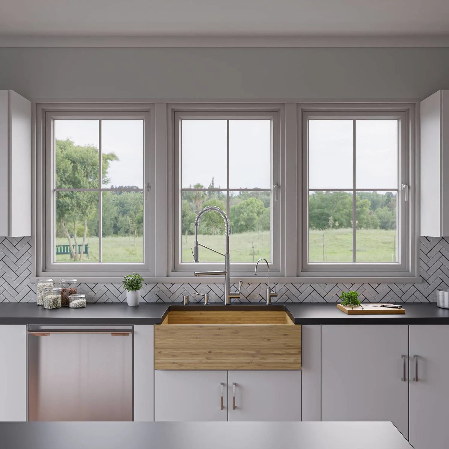 ALFI AB3321 33 inch Double Bowl Bamboo Farm Front Kitchen Sink - image 9