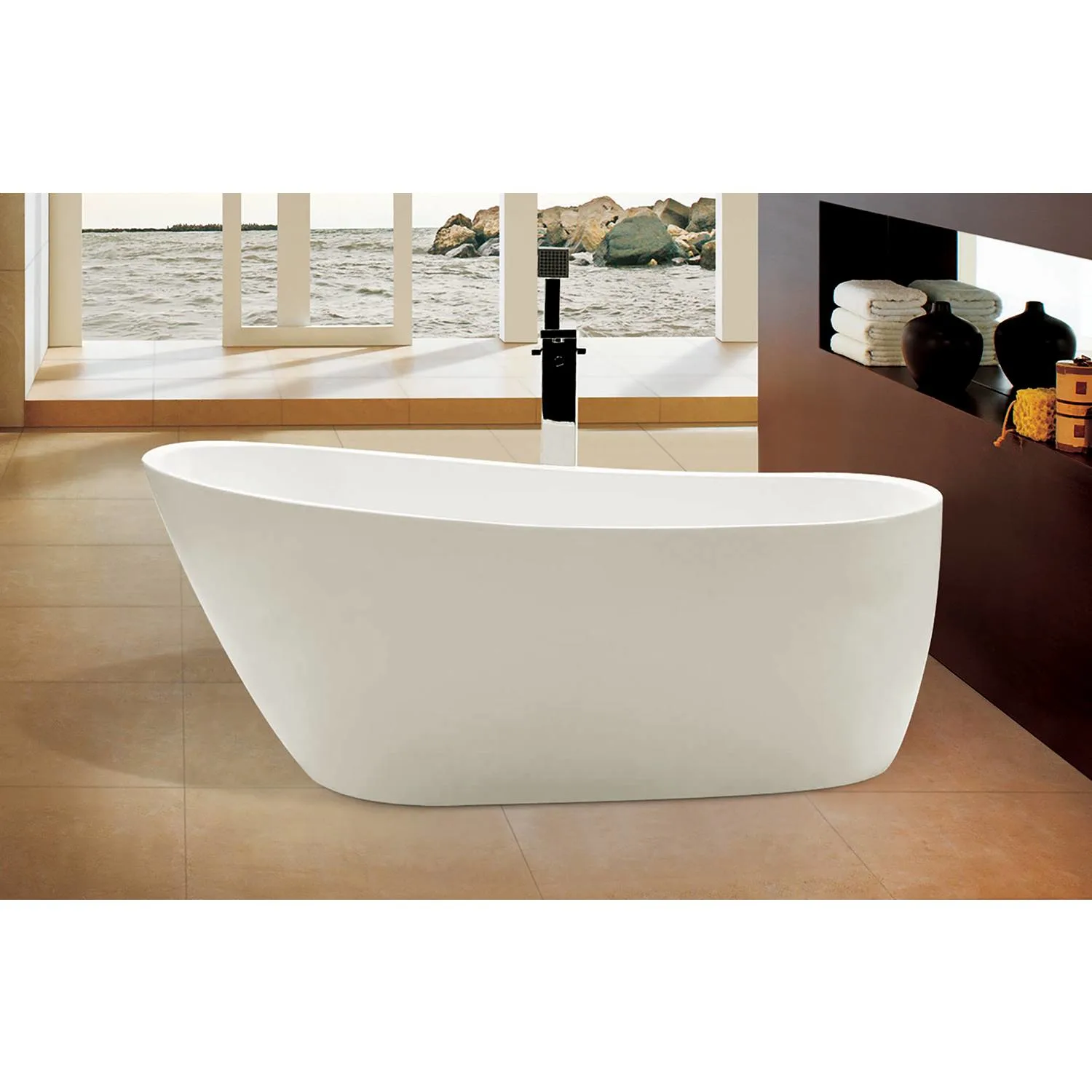ALFI AB8826 68 inch Acrylic Oval Free Standing Soaking Bathtub - image 4