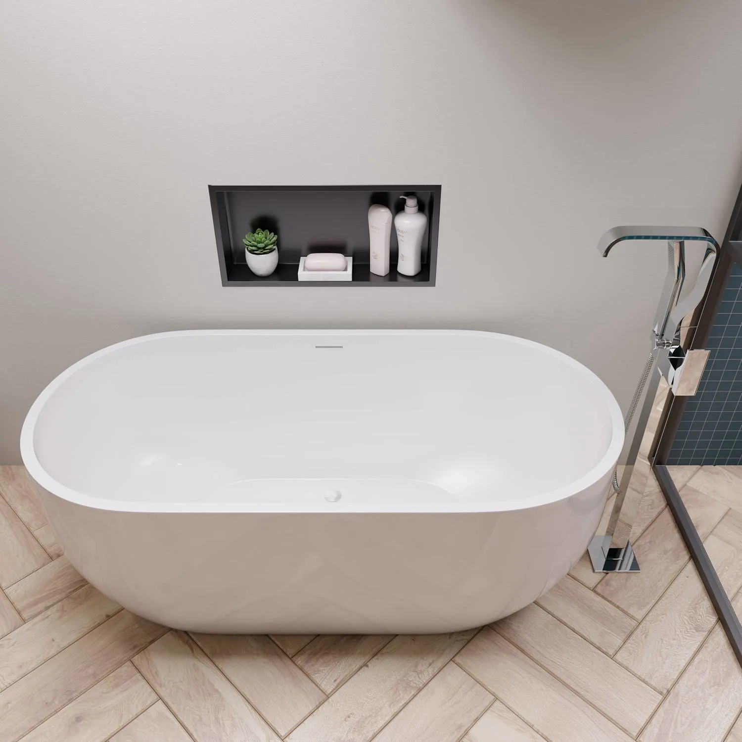ALFI AB8838 59 inch Acrylic Oval Free Standing Soaking Bathtub - image 7