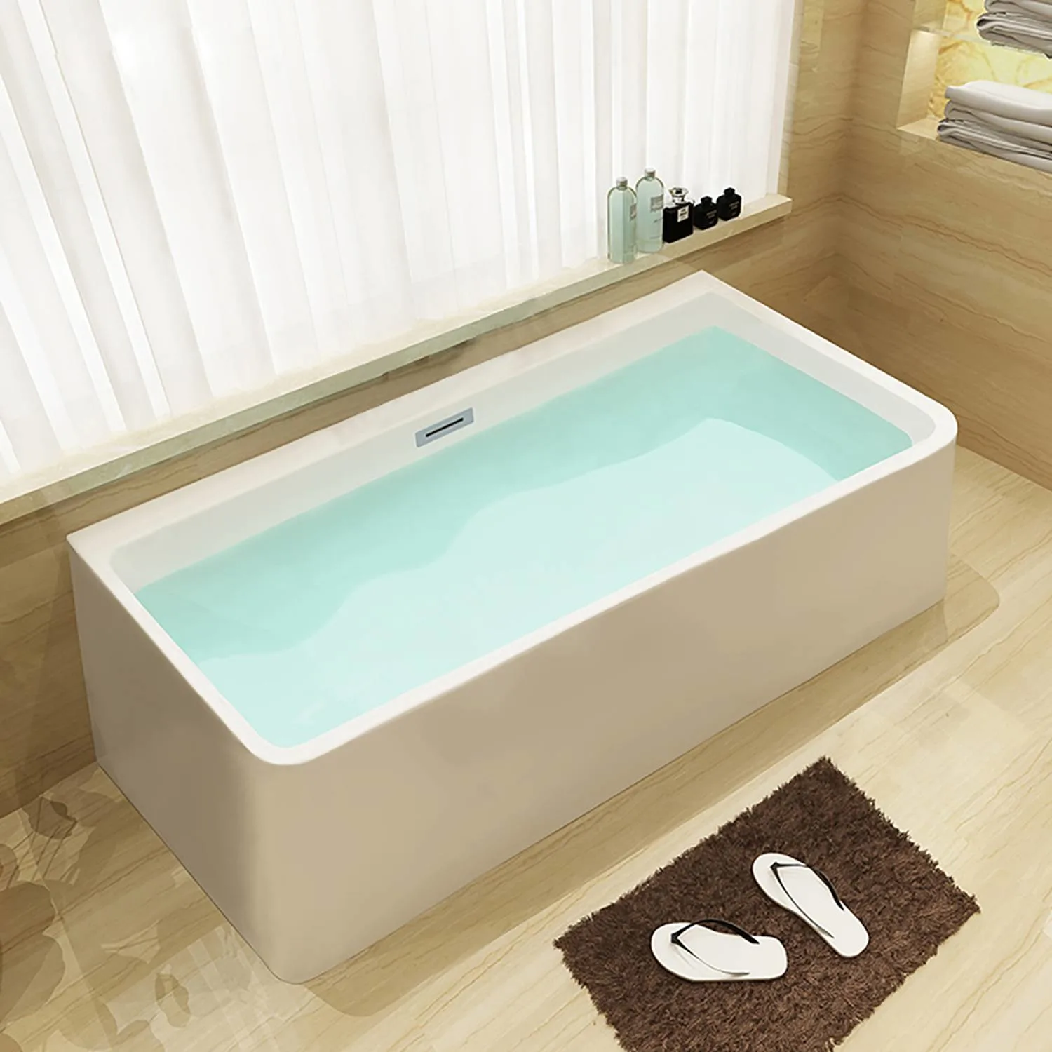 ALFI AB8859 67 inch Acrylic Rectangular Free Standing Soaking Bathtub - image 5