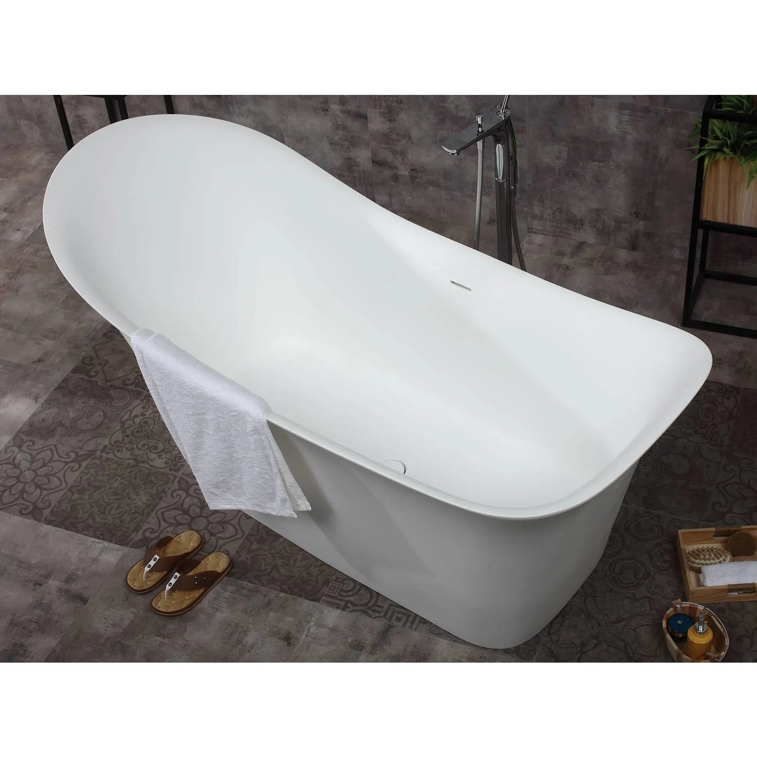 ALFI AB9915 74 inch White Resin Soaking Slipper Bathtub - image 7