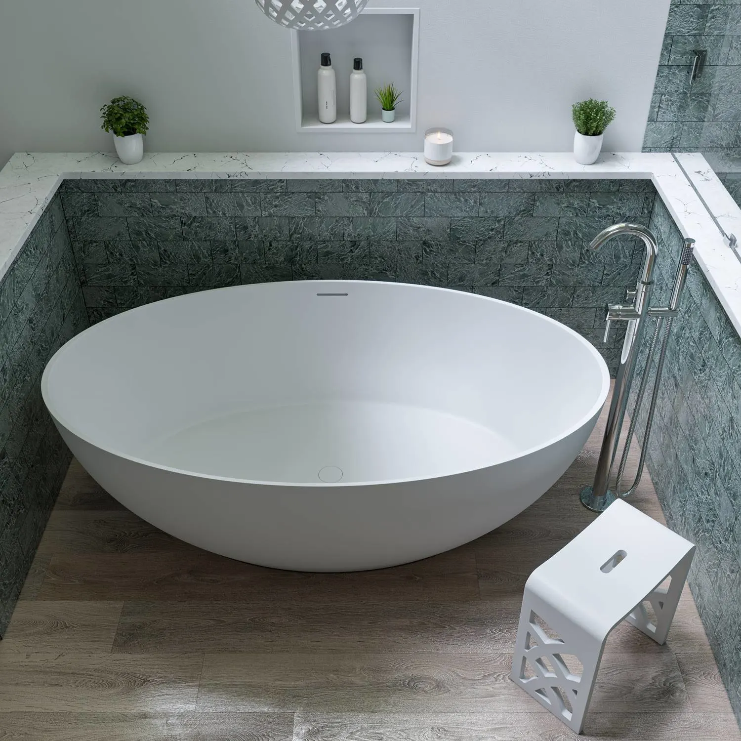 ALFI AB9941 67 inch Oval Resin Soaking Bathtub - image 6