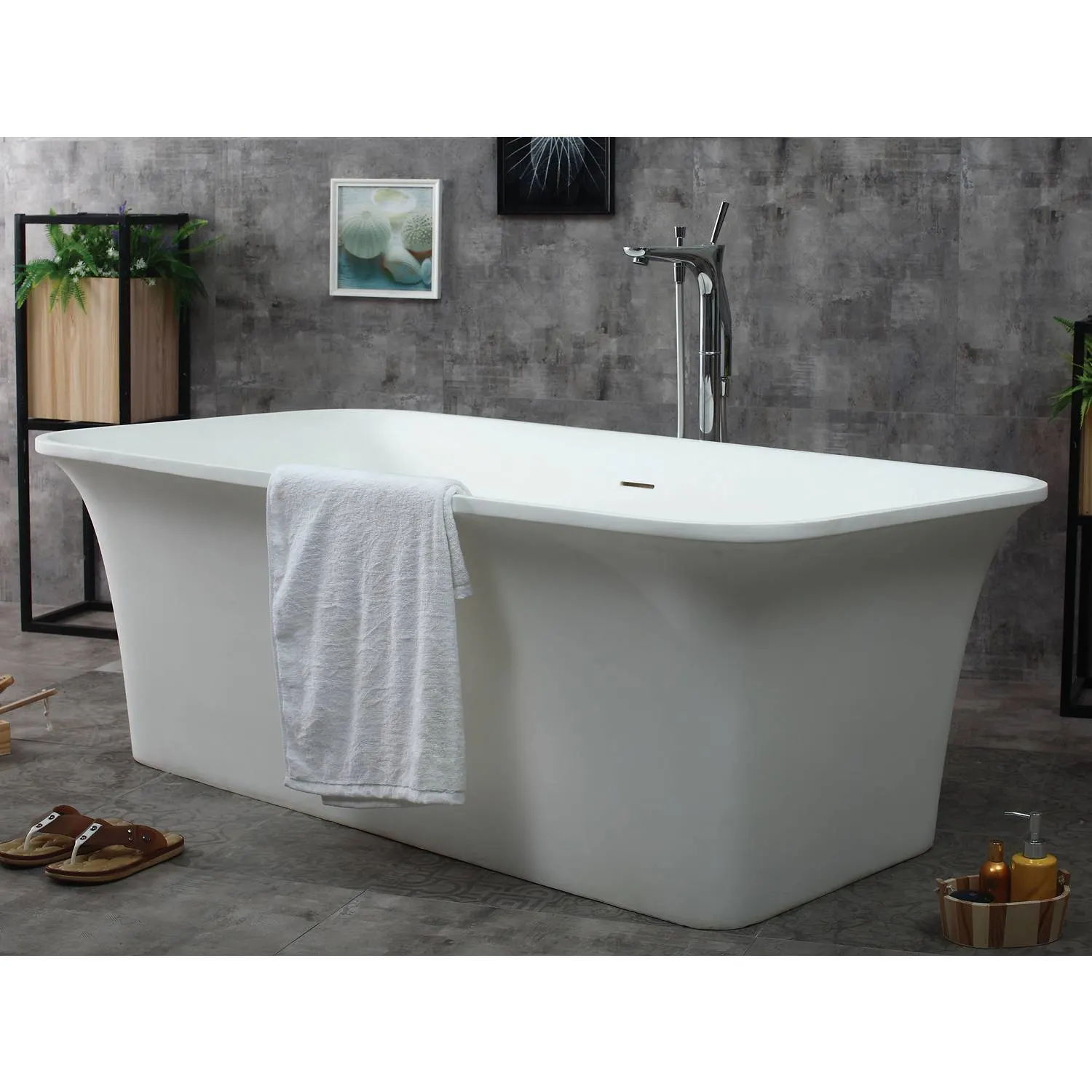 ALFI AB9942 67 inch Rectangular Resin Soaking Bathtub - image 5