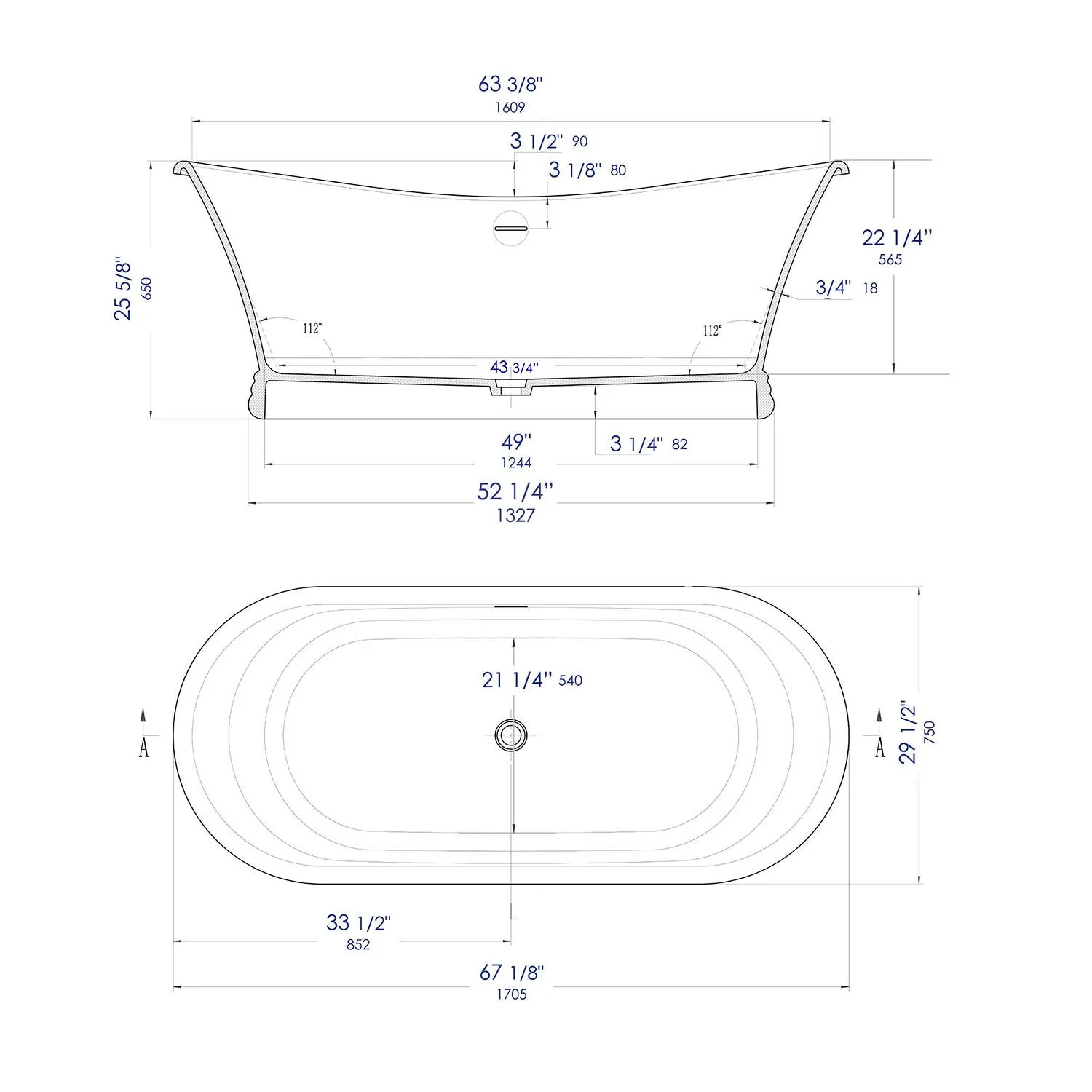 ALFI AB9950 67 inch Matte Pedestal Resin Bathtub - image 13