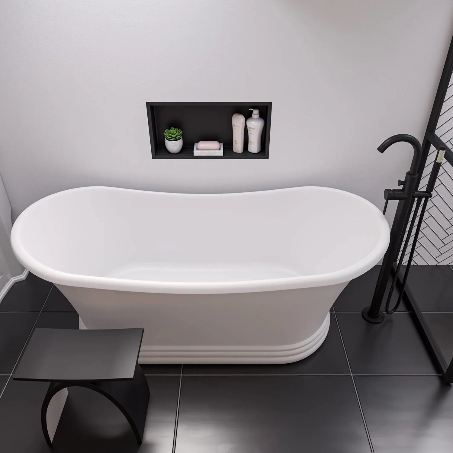 ALFI AB9950 67 inch Matte Pedestal Resin Bathtub - image 9