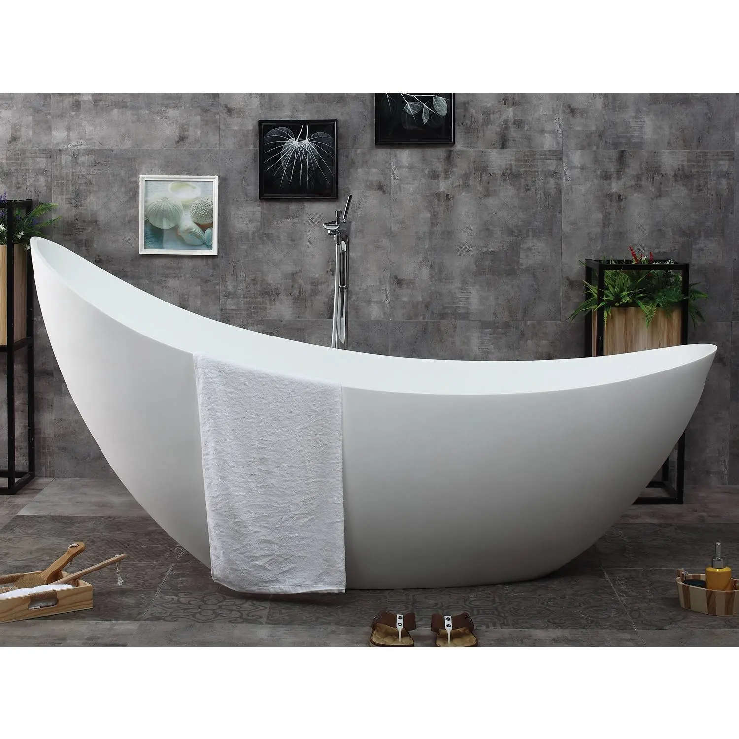 ALFI AB9951 73 inch Resin Soaking Slipper Bathtub - image 3