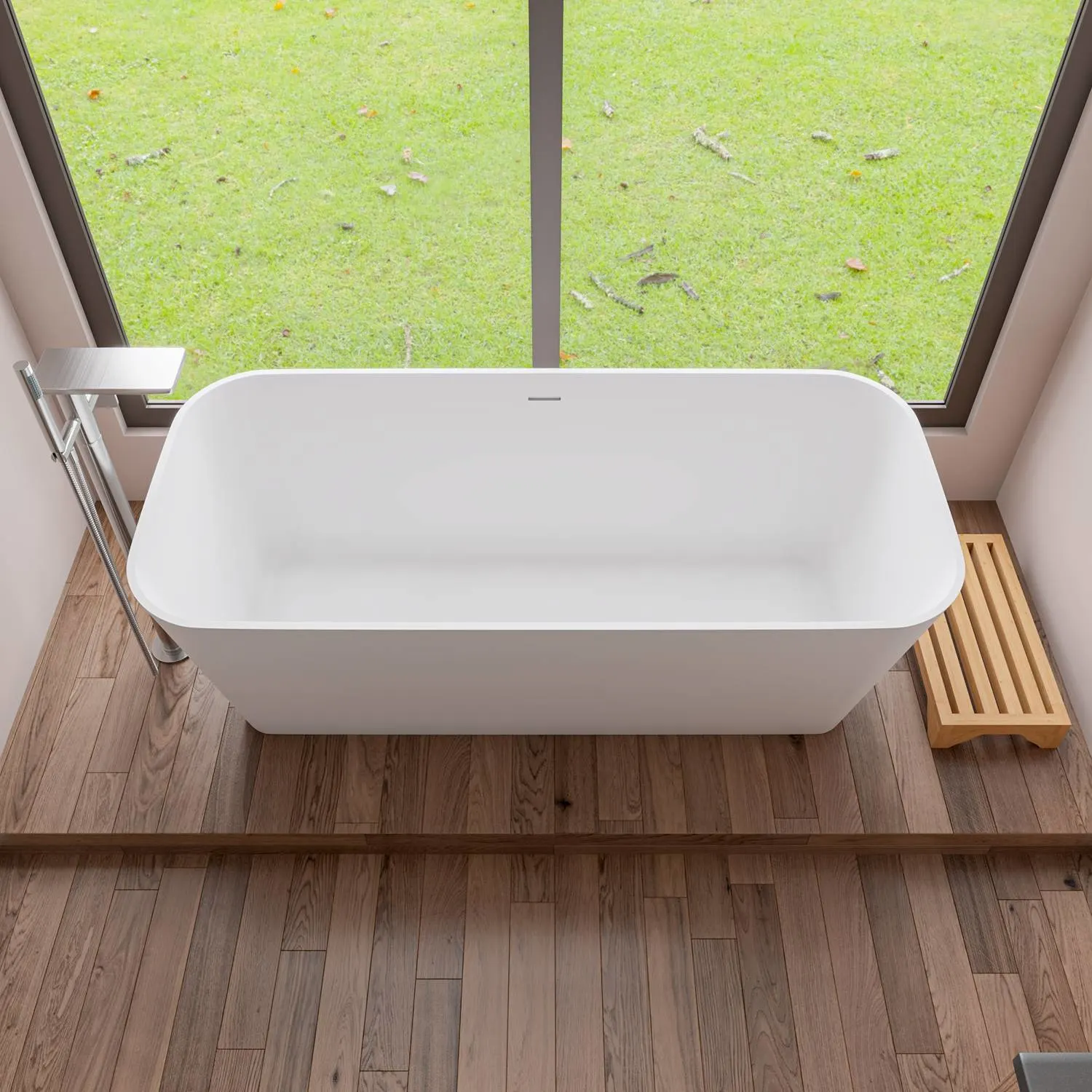 ALFI AB9952 67 inch Rectangular Resin Soaking Bathtub - image 4