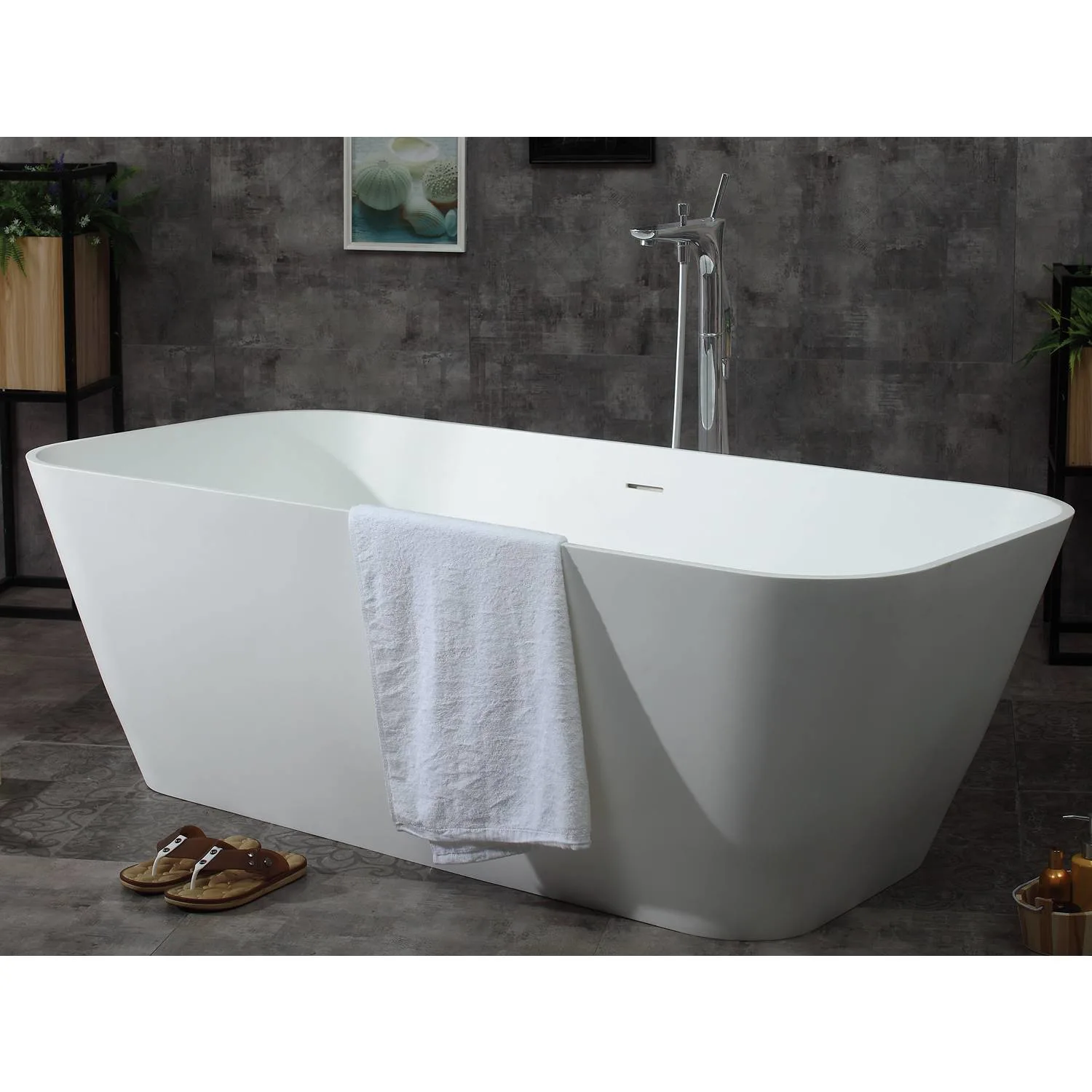 ALFI AB9952 67 inch Rectangular Resin Soaking Bathtub - image 9