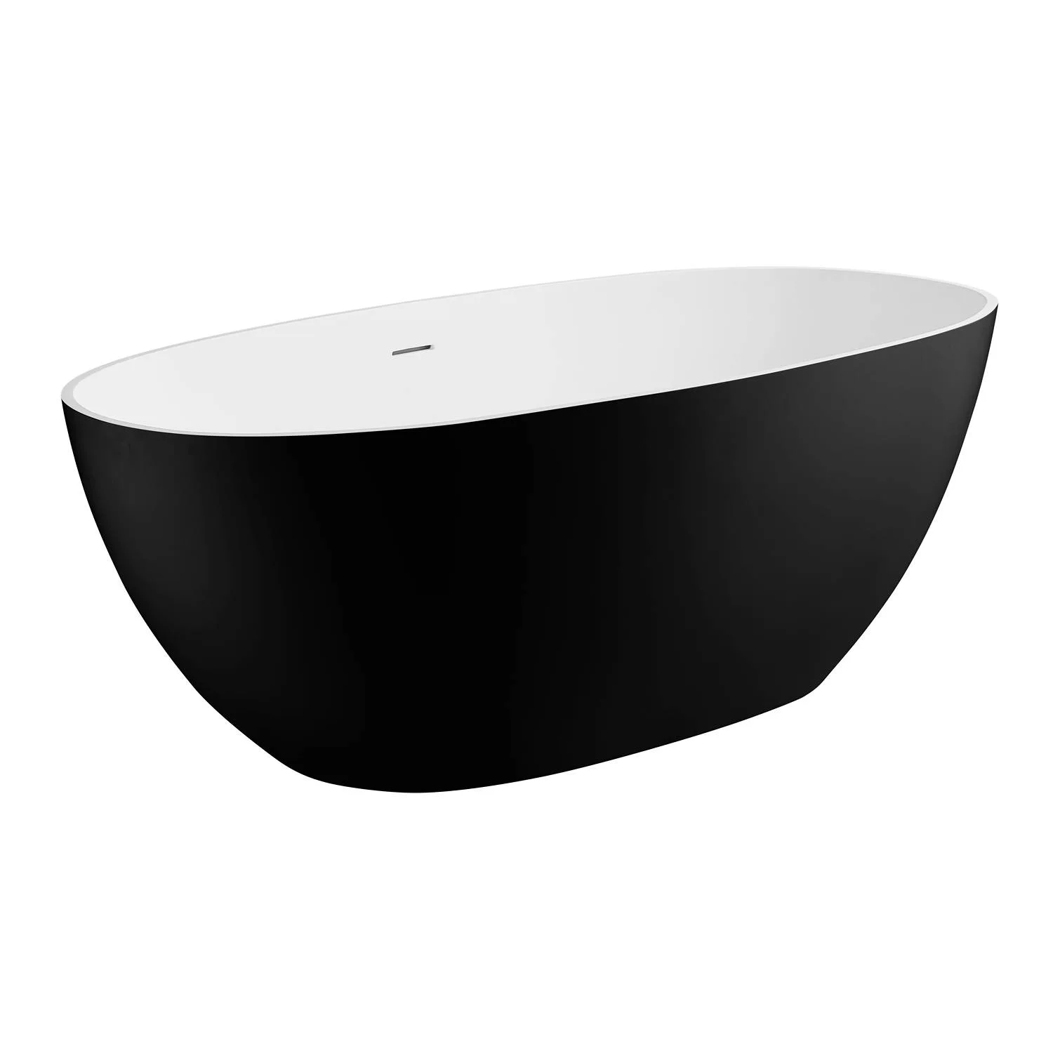 ALFI AB9975BM 59 inch Black and White Oval Resin Soaking Bathtub