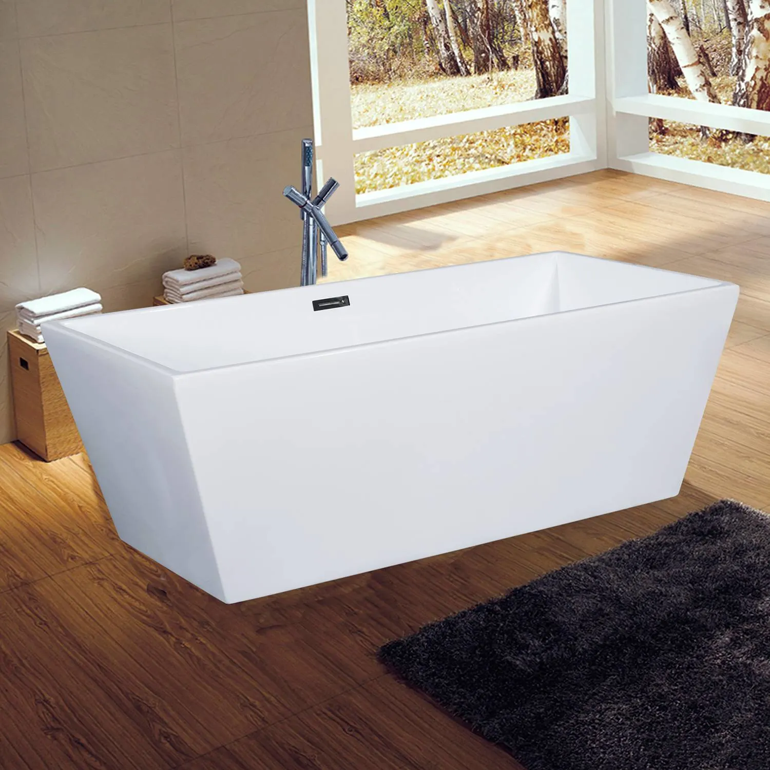 ALFI AB8833 59 inch Acrylic Rectangular Free Standing Soaking Bathtub - image 2