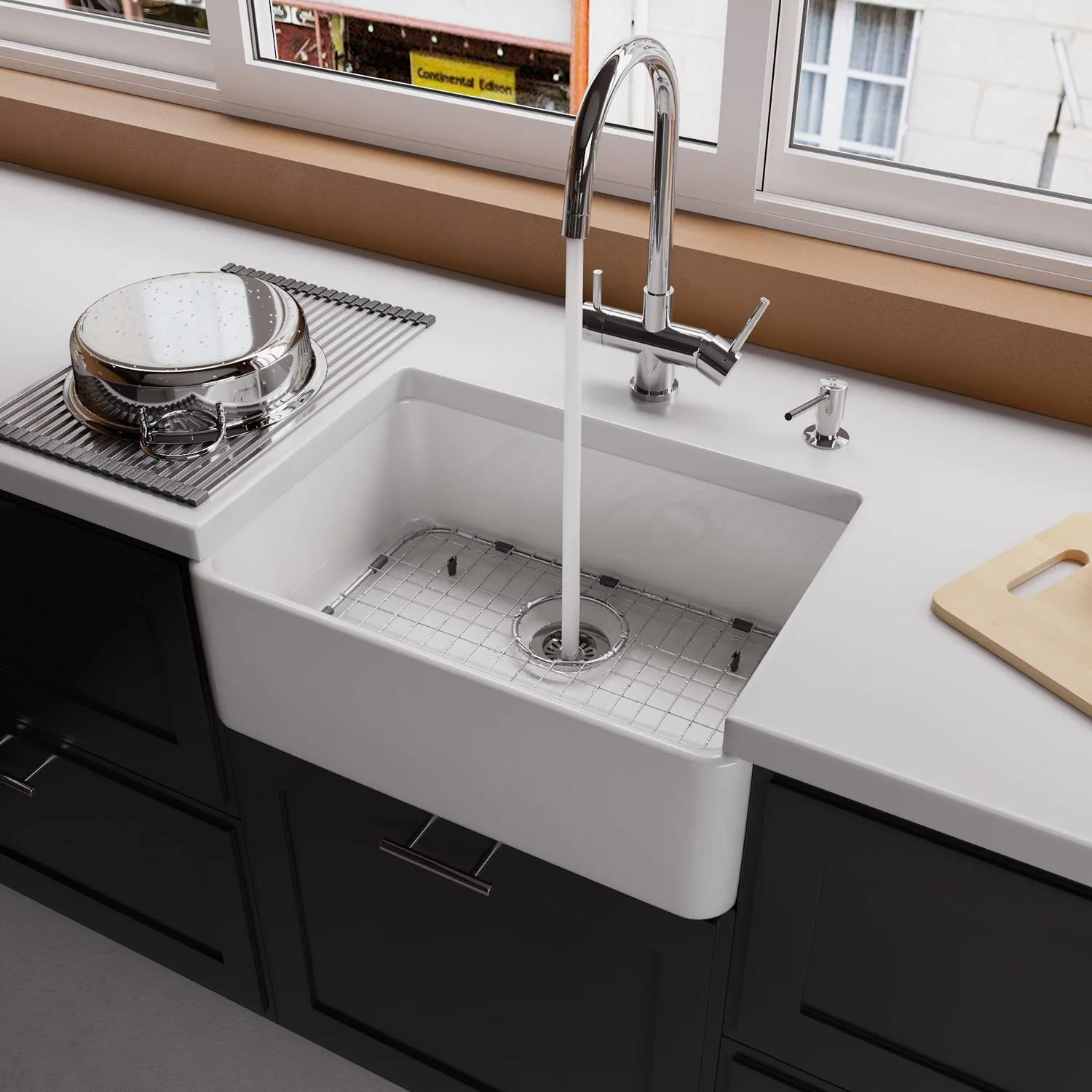 ALFI AB503 23 inch Single Bowl Fireclay Farm Kitchen Sink - image 9