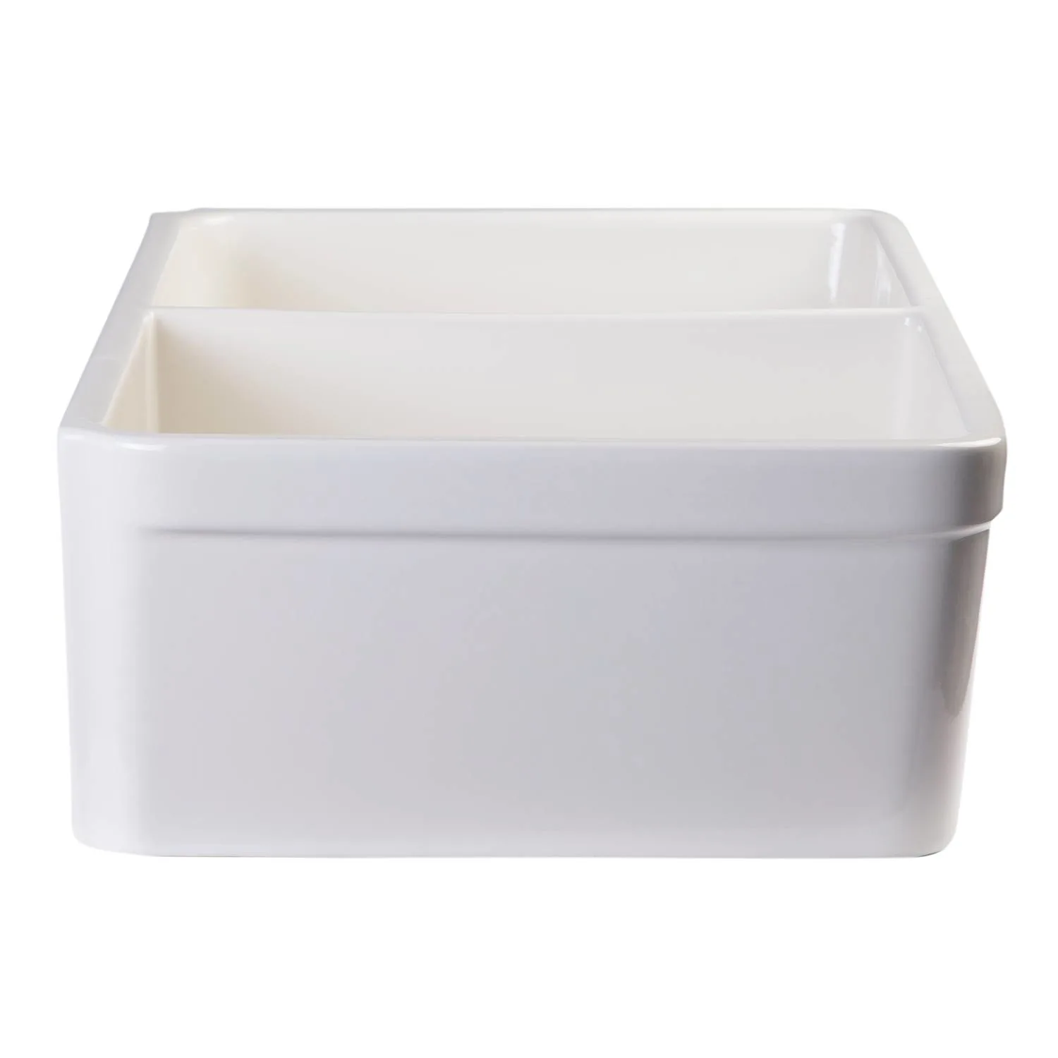 ALFI AB512 32 inch Double Bowl Fireclay Farm Kitchen Sink With 3/4" Lip - image 3