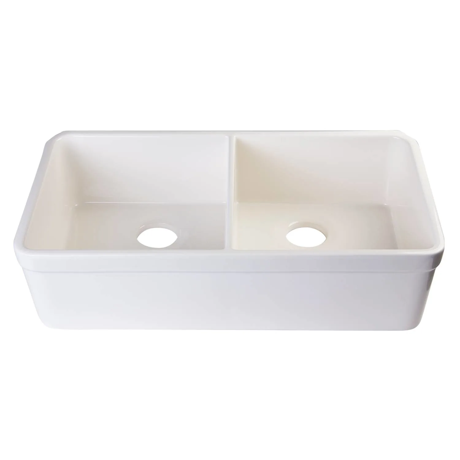 ALFI AB512 32 inch Double Bowl Fireclay Farm Kitchen Sink With 3/4" Lip - image 4
