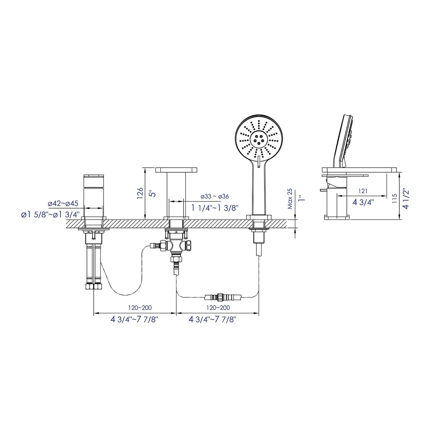 ALFI AB2879 Deck Mounted  Tub Filler With Showerhead - image 6