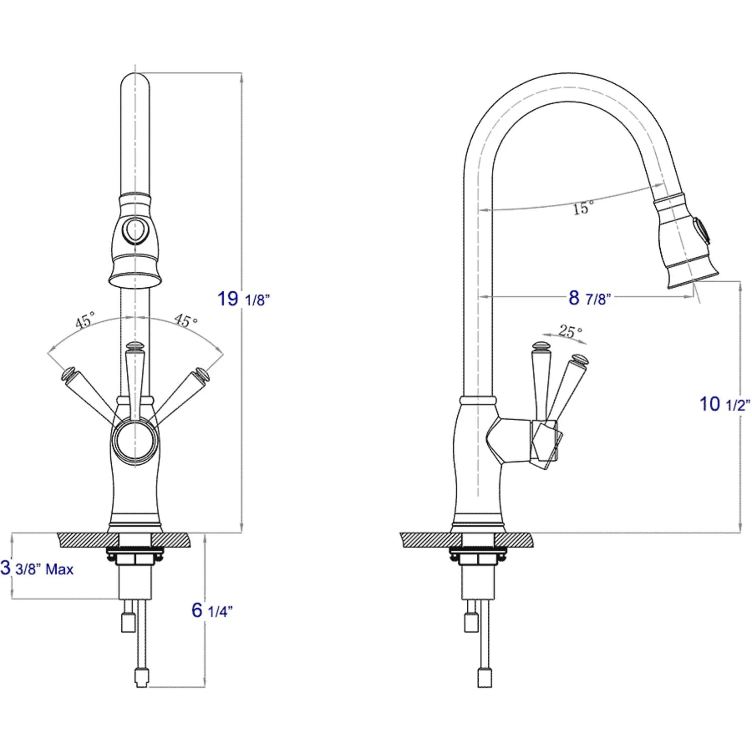 ALFI AB2043 Traditional Solid Pull Down Kitchen Faucet - image 7