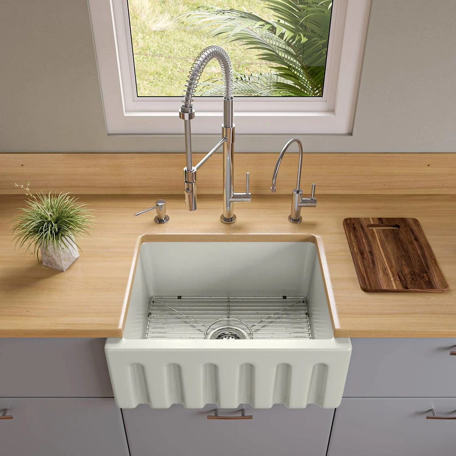 ALFI AB2418HS 24 in Reversible Single Bowl Fireclay Farm Kitchen Sink - image 6