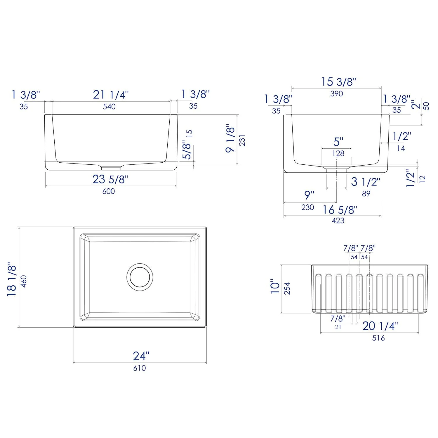 ALFI AB2418HS 24 in Reversible Single Bowl Fireclay Farm Kitchen Sink - image 10
